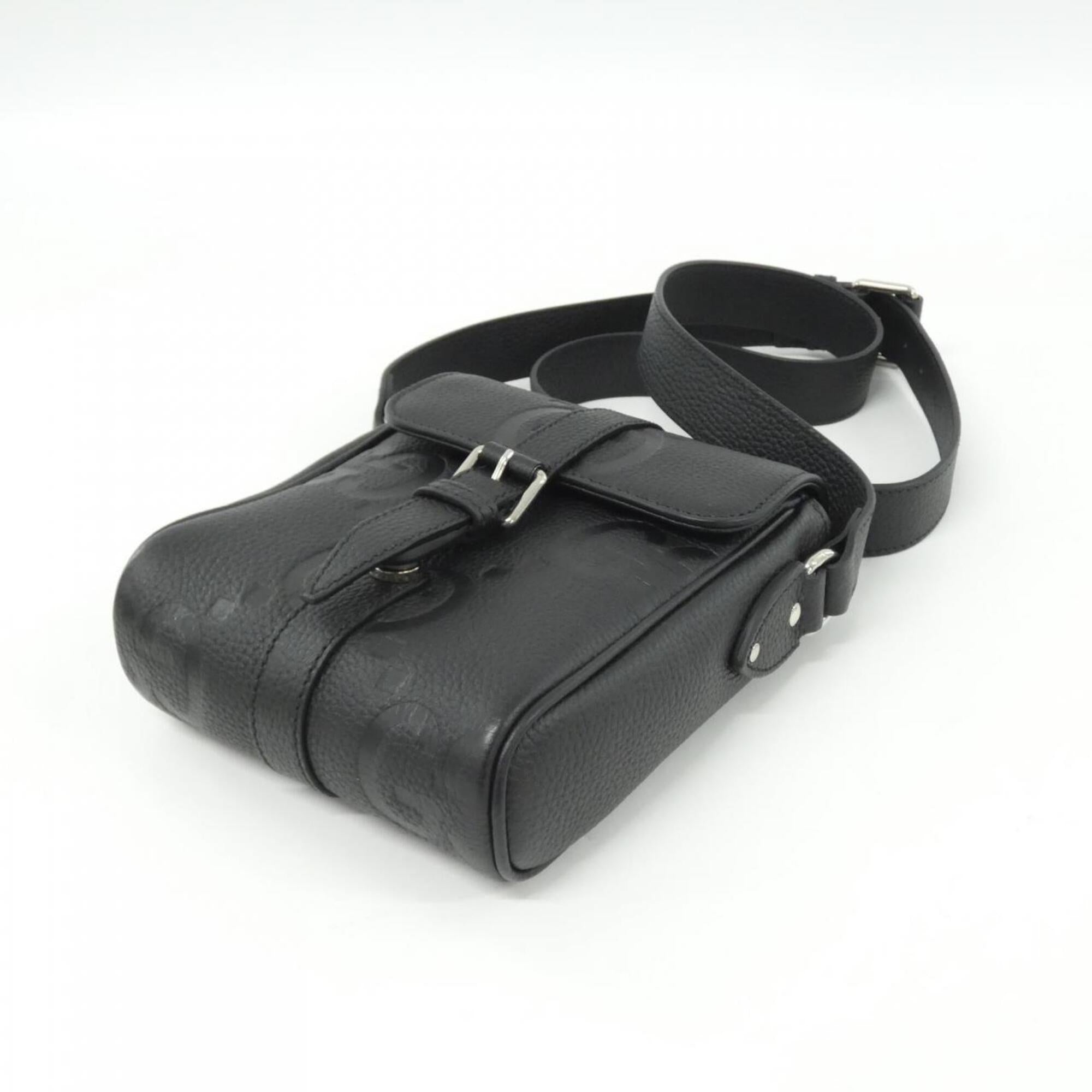 Gucci Black Gg Leather Shoulder Bag (Pre-Owned)