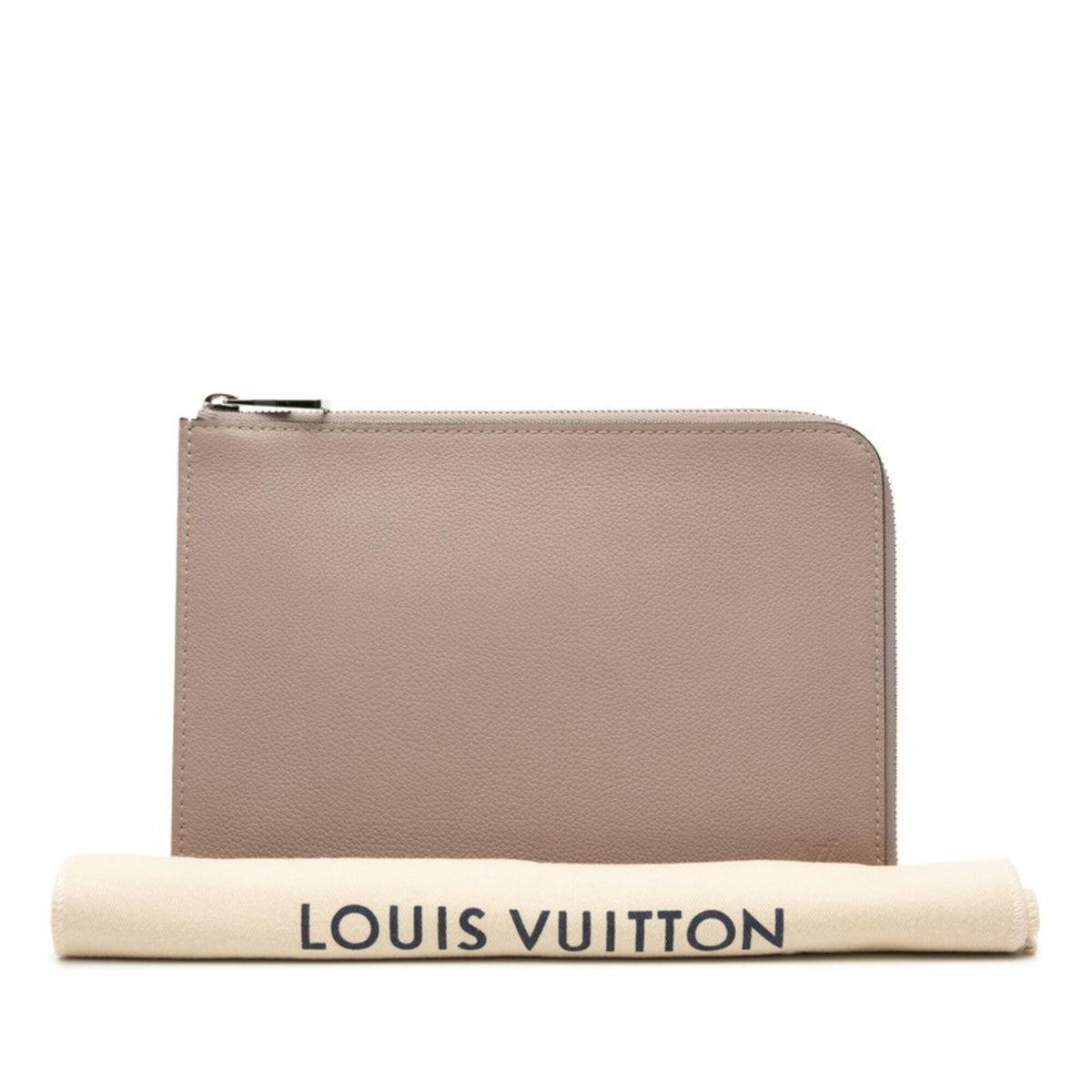 Louis Vuitton Beige Taupe Leather Clutch Bag Pochette (Pre-Owned)