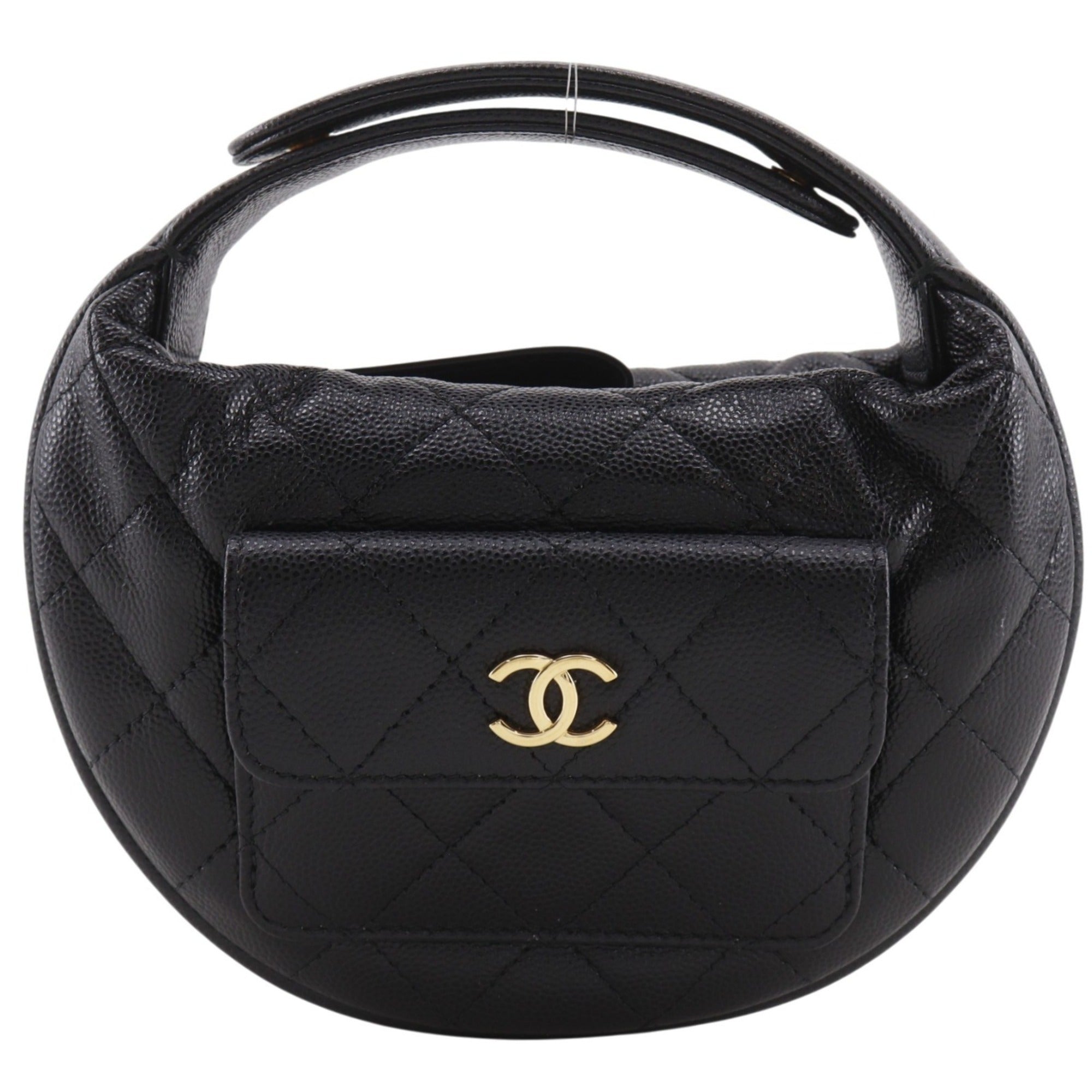 Chanel Matelasse Black Grained Calfskin Handbag (Pre-Owned)