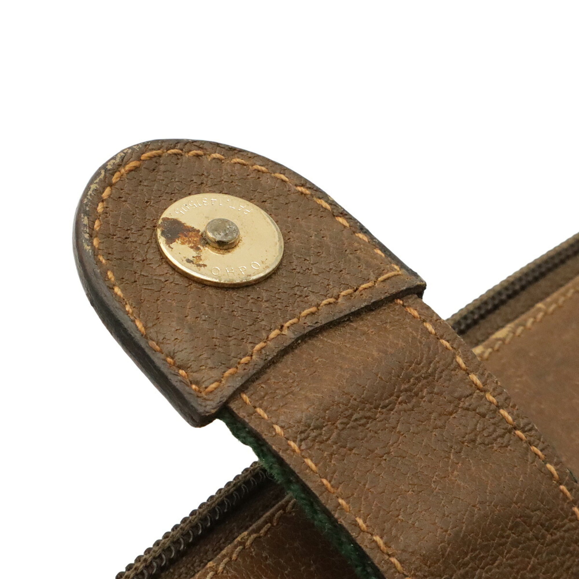 Gucci Beige Brown Coated Canvas Leather Clutch Bag Pochette Shoulder Bag (Pre-Owned)