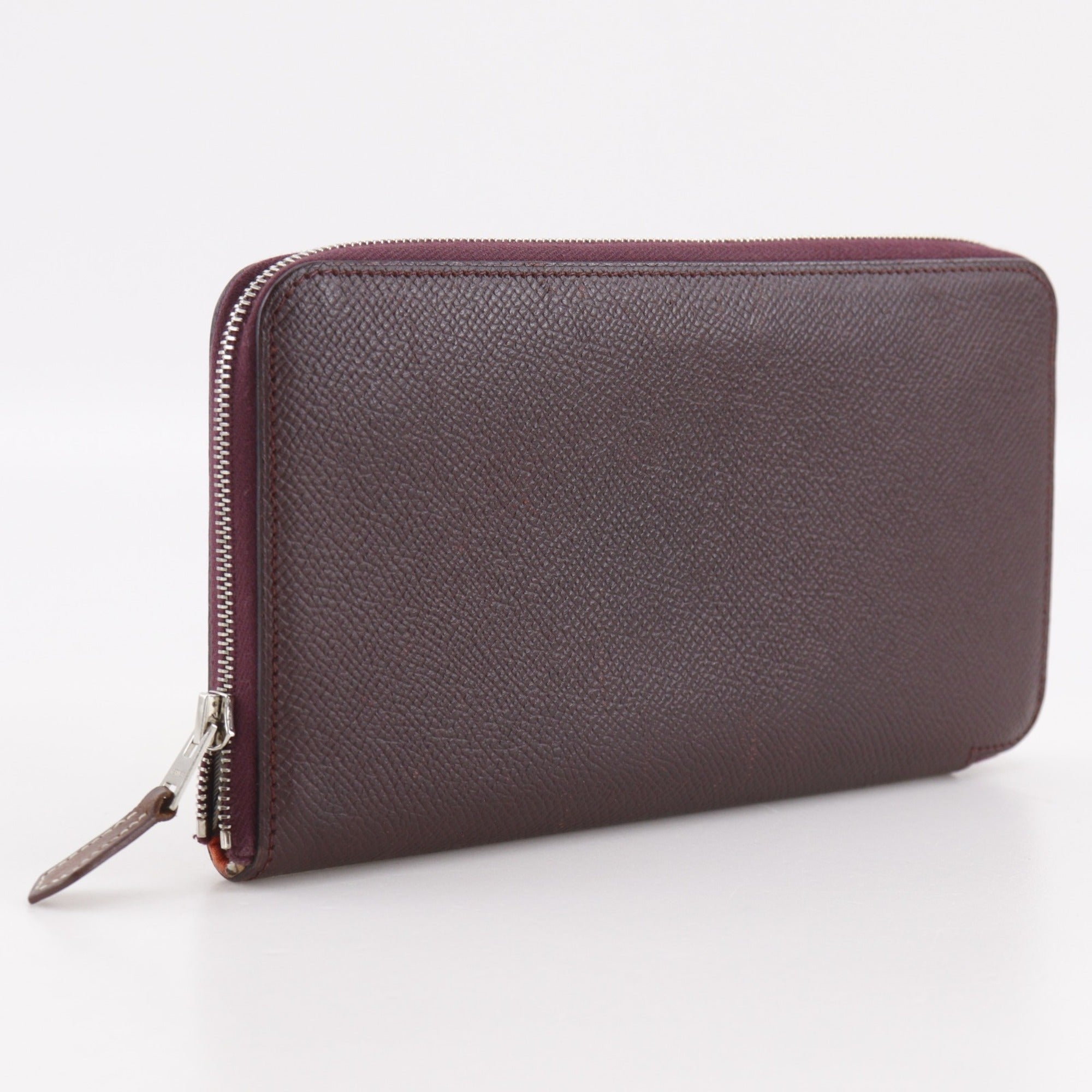 Hermes Red Color Wine Epsom Leather Long Wallet (Bi-Fold) (Pre-Owned)