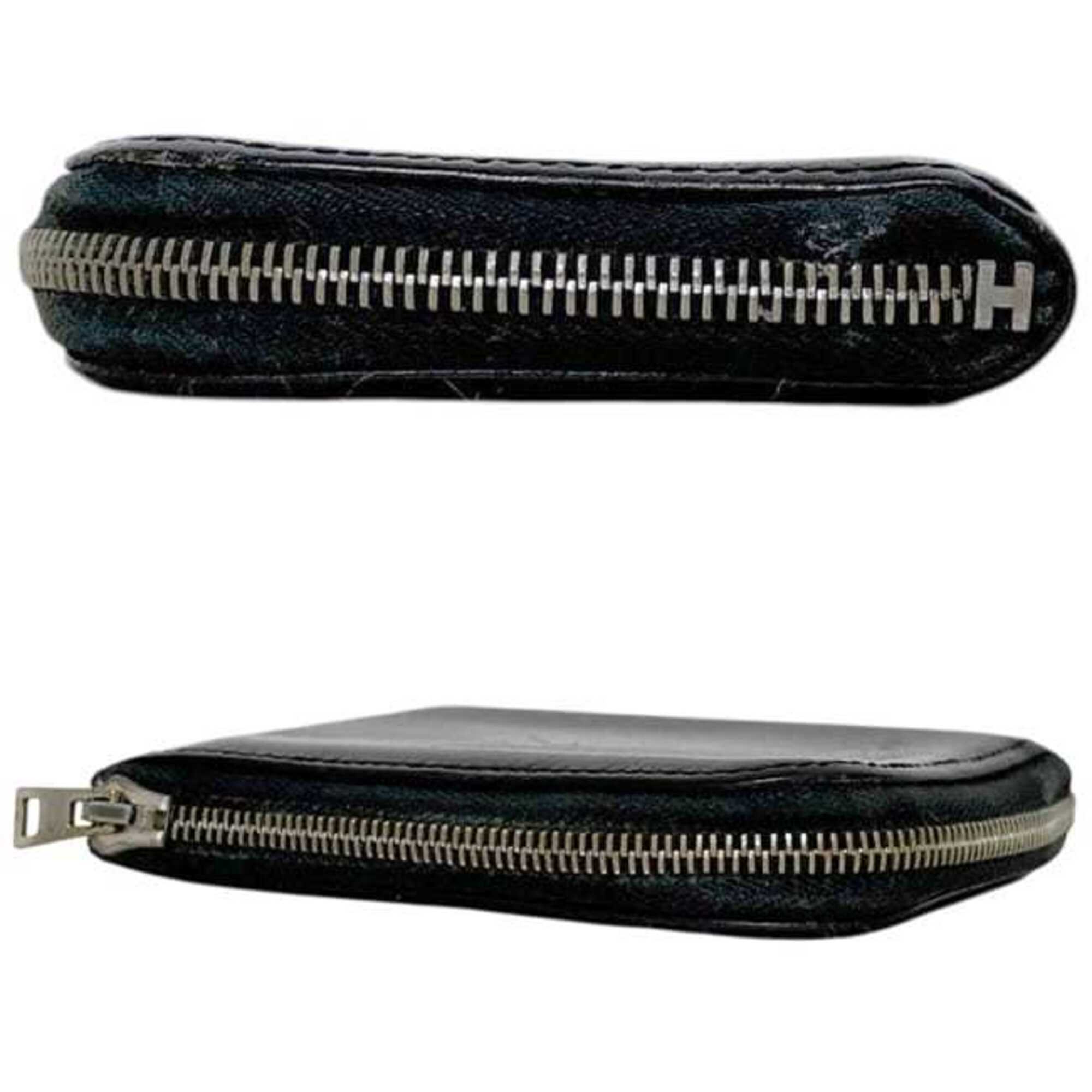Hermes Black Box Calf Leather Coin Purse/Coin Case (Pre-Owned)