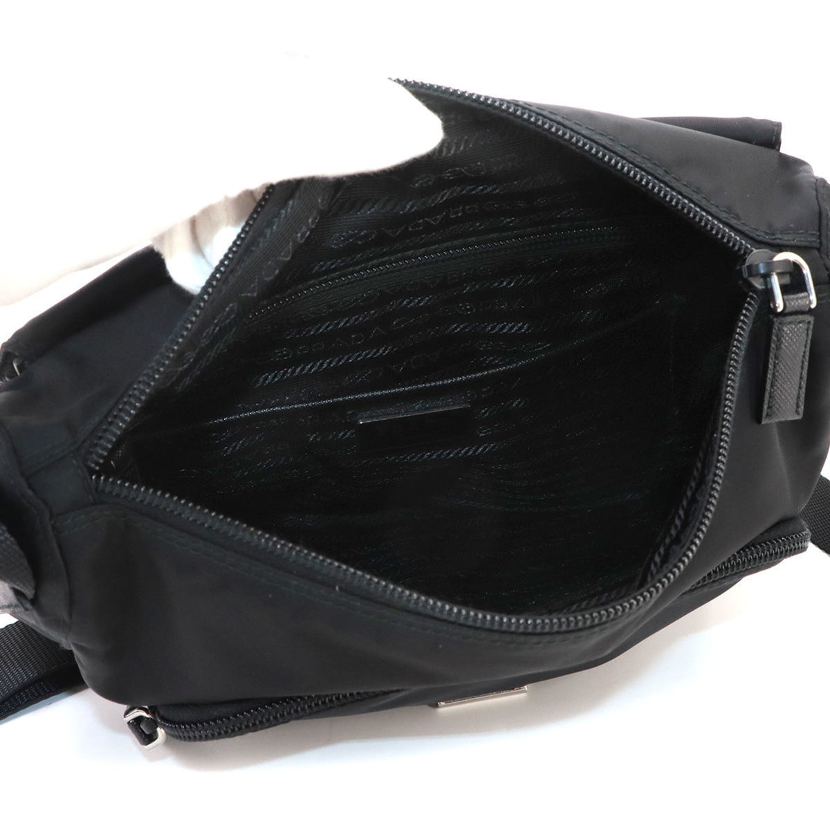 Prada Nero Nylon Saffiano Triangle Leather Shoulder Bag (Pre-Owned)