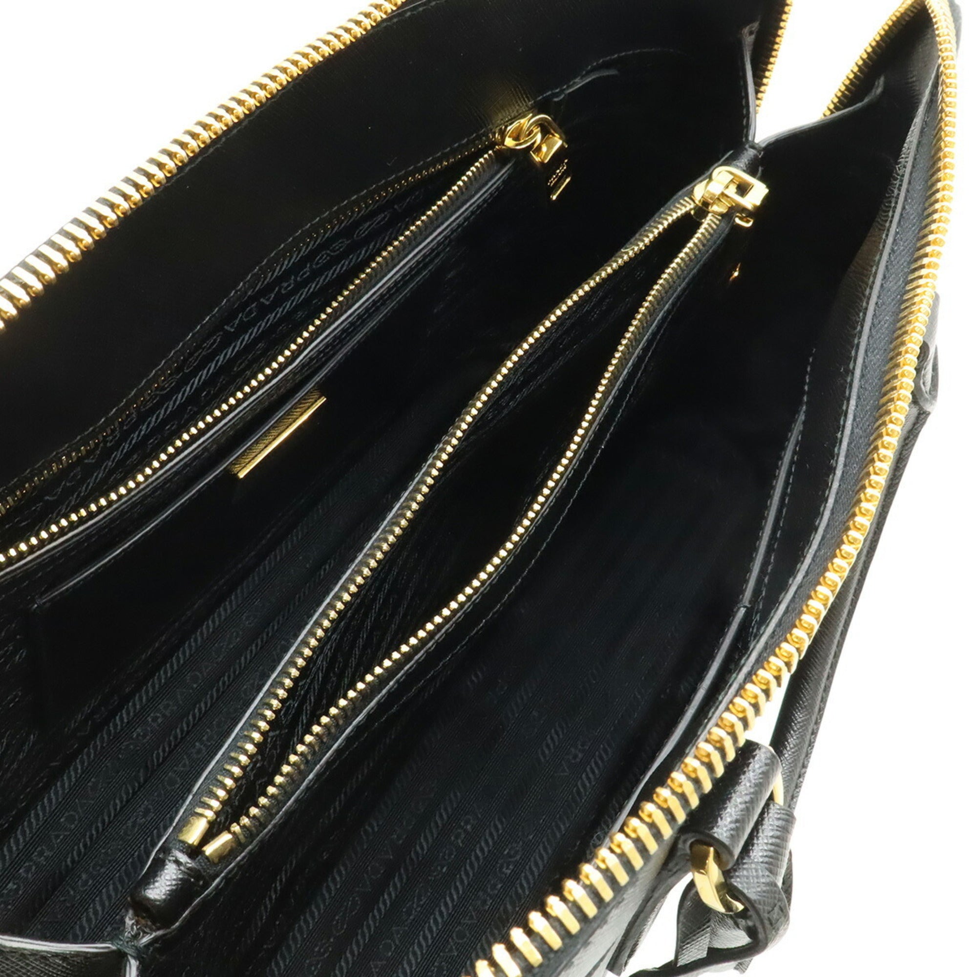 Prada Saffiano Black Nero Leather Handbag Tote Bag (Pre-Owned)