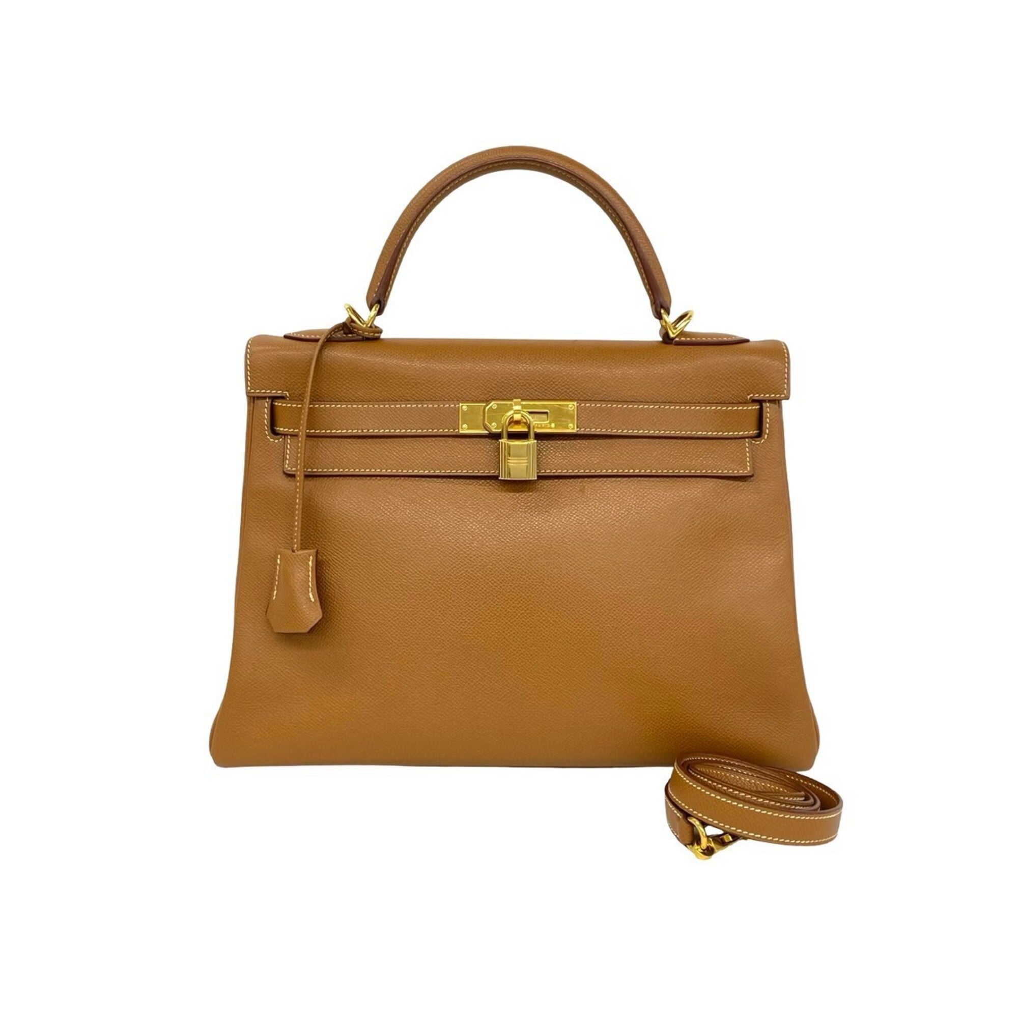 Hermes Brown Courchevel Leather Handbag Shoulder Bag (Pre-Owned)