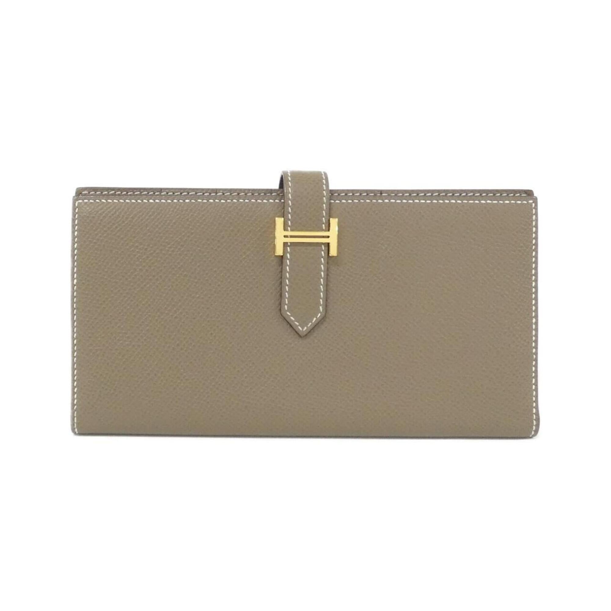 Hermes Bearn Etoupe Gray Soufre Epsom Leather Long Wallet (Bi-Fold) (Pre-Owned)