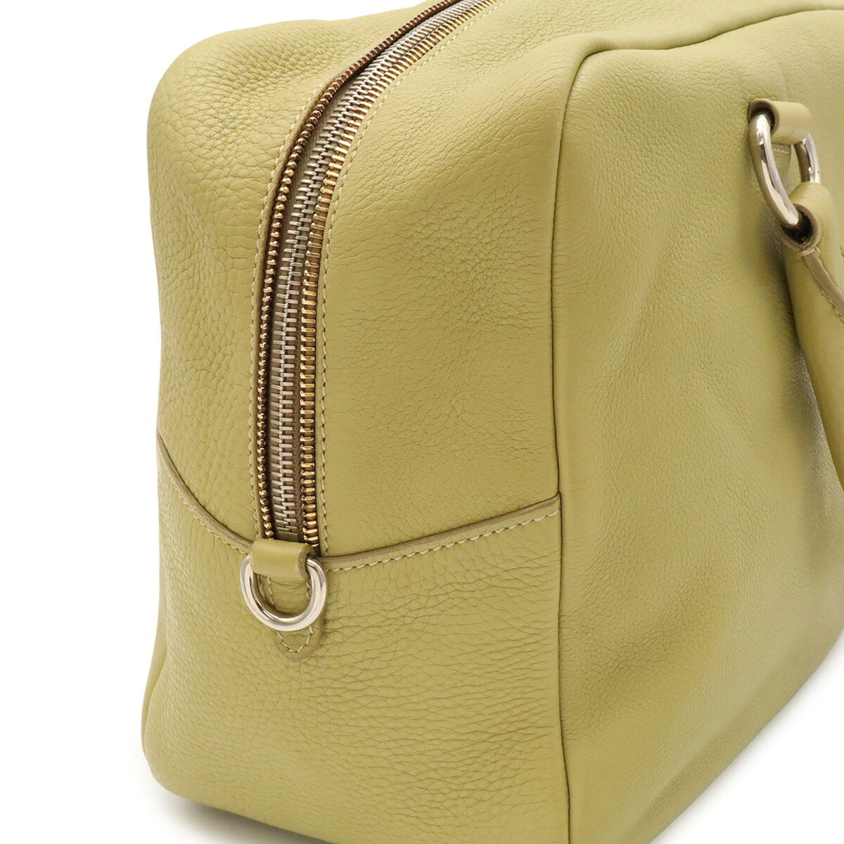 Prada Green Light Green Yellow Leather Handbag (Pre-Owned)