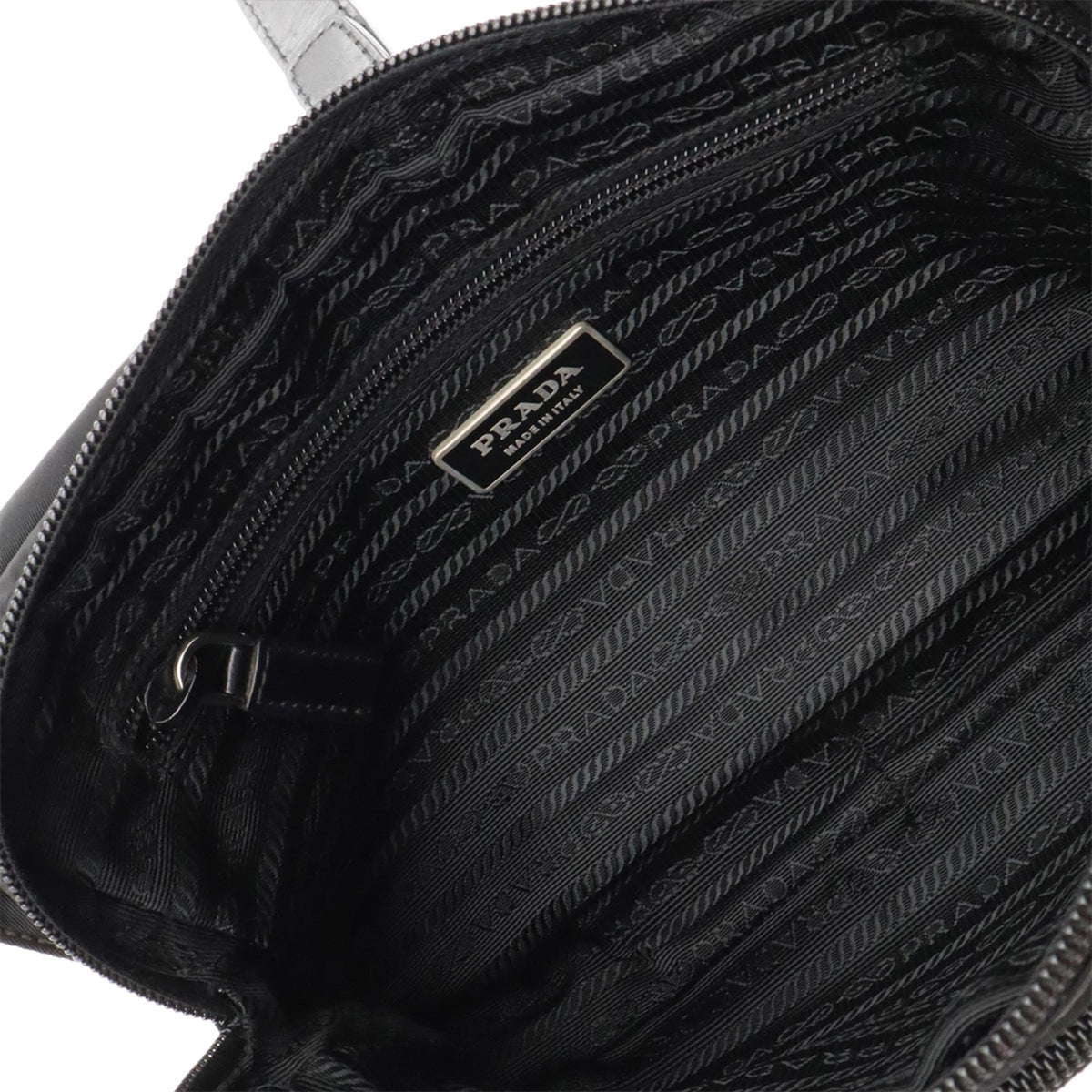 Prada Black Nero Nylon Leather Pochette Shoulder Bag (Pre-Owned)