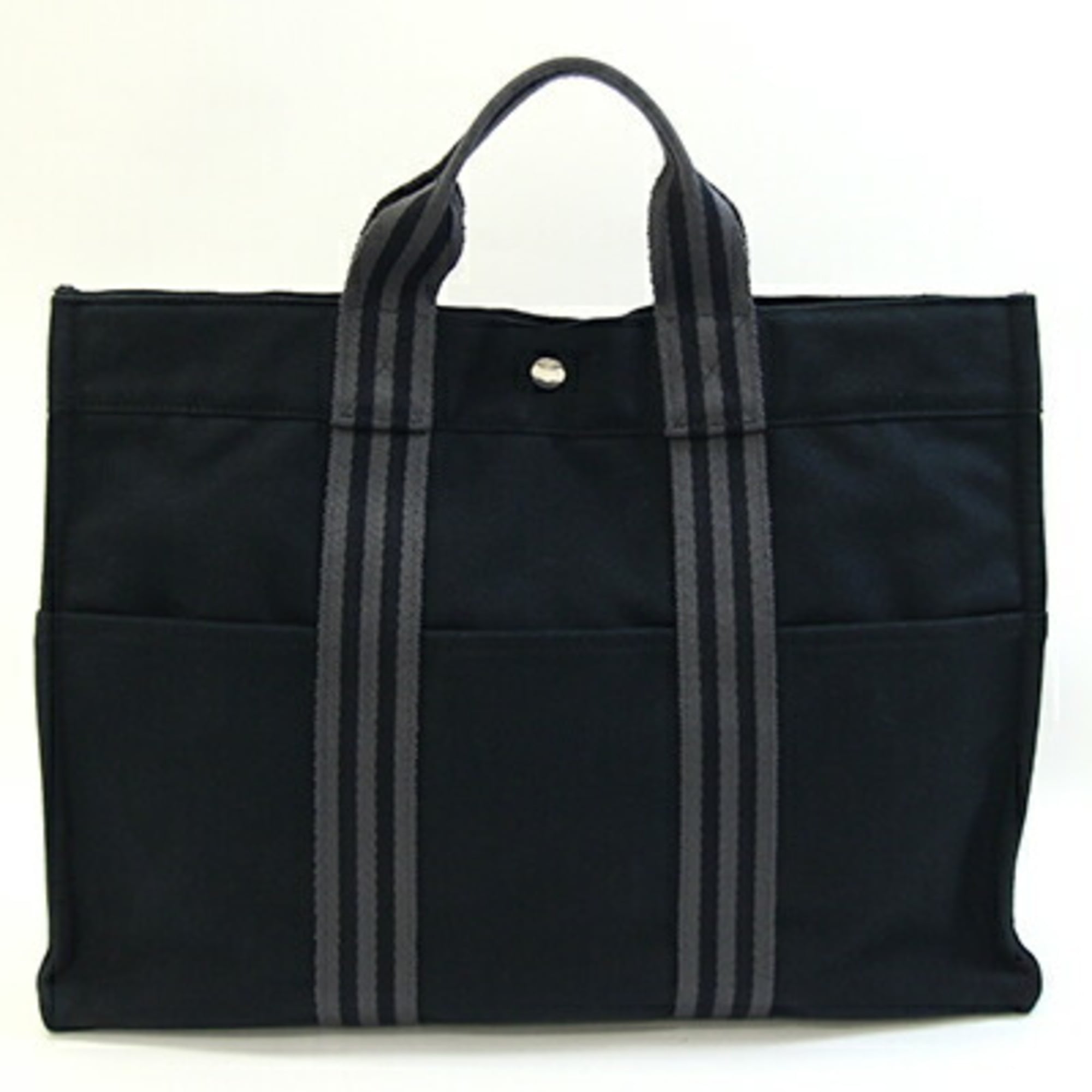 Hermes Black Cotton Canvas Handbag (Pre-Owned)