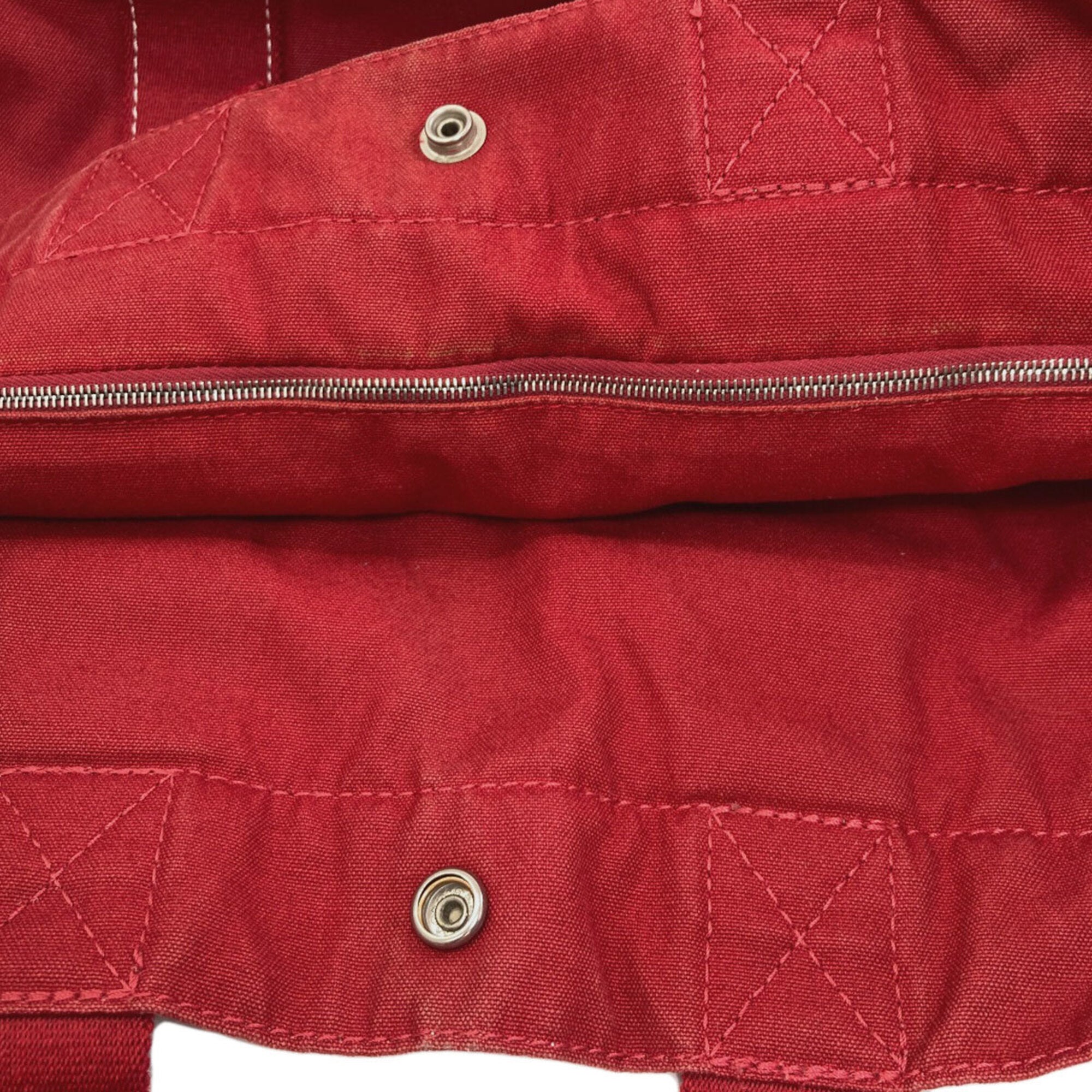 Hermes Deauville Red Color Canvas Handbag (Pre-Owned)