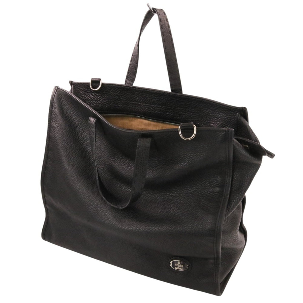 Fendi Selleria Black Leather Shoulder Bag Tote Bag (Pre-Owned)