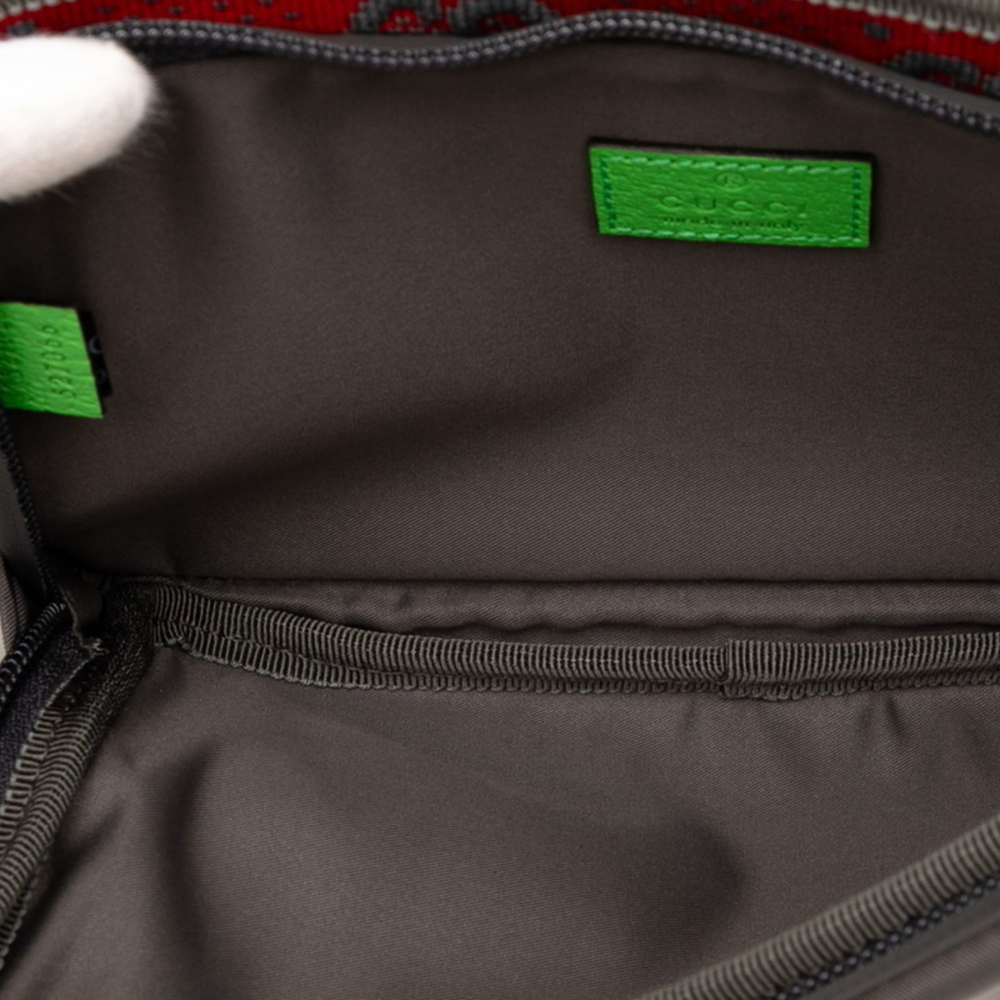Gucci Gray Green Red Color Nylon Rubber Sling Bag (Pre-Owned)