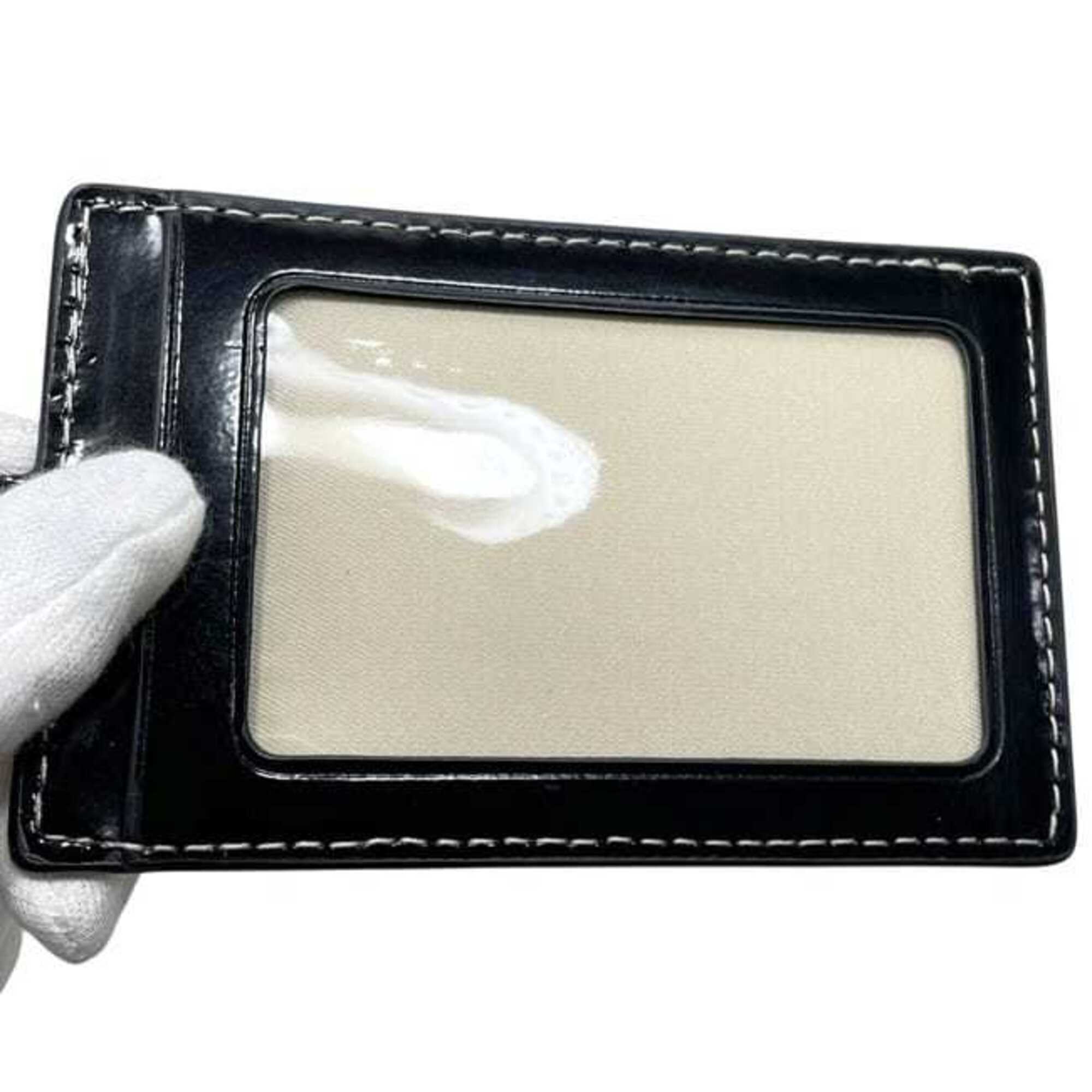 Tory Burch Black White Canvas Leather Long Wallet (Bi-Fold) (Pre-Owned)