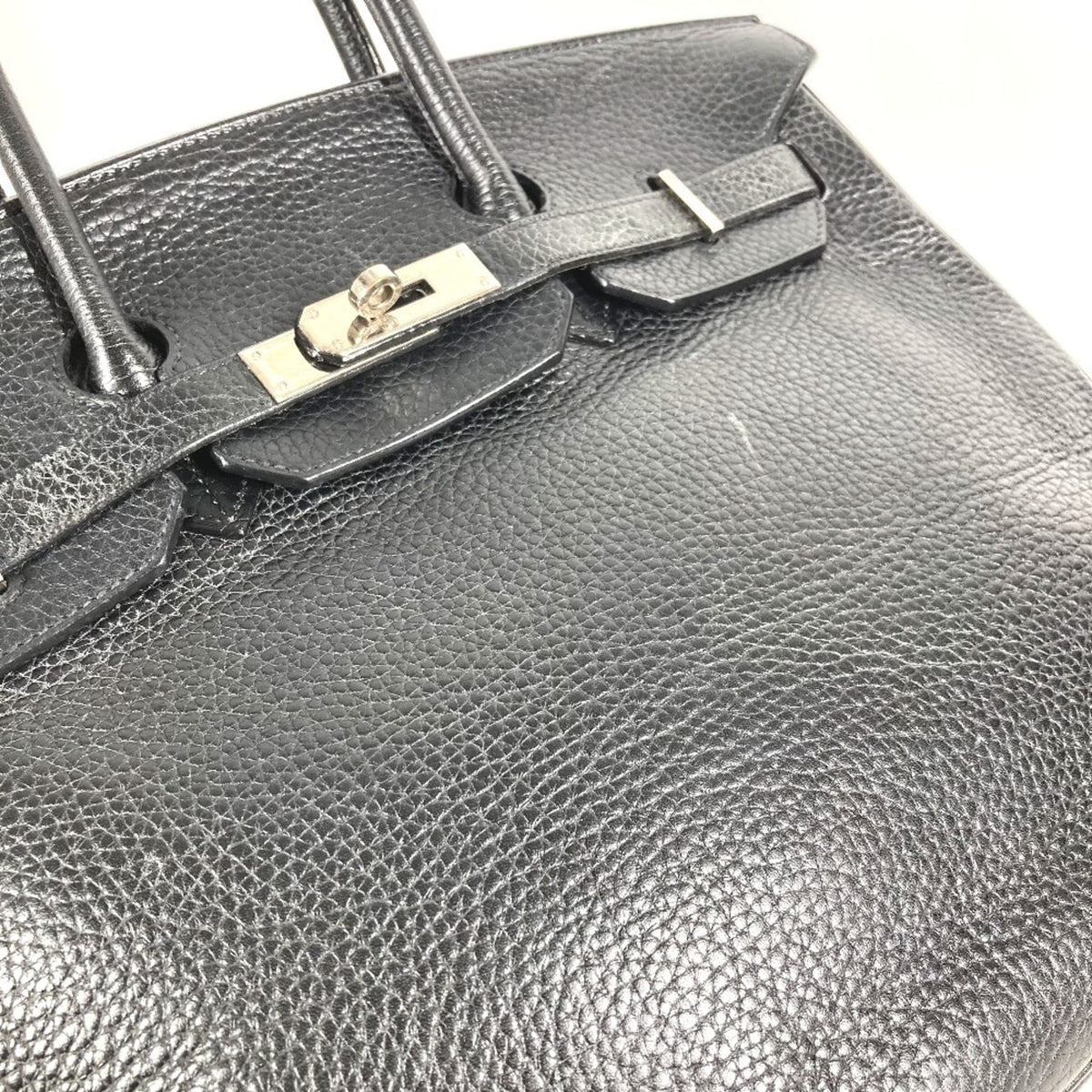 Hermes Black Leather Handbag Tote Bag (Pre-Owned)
