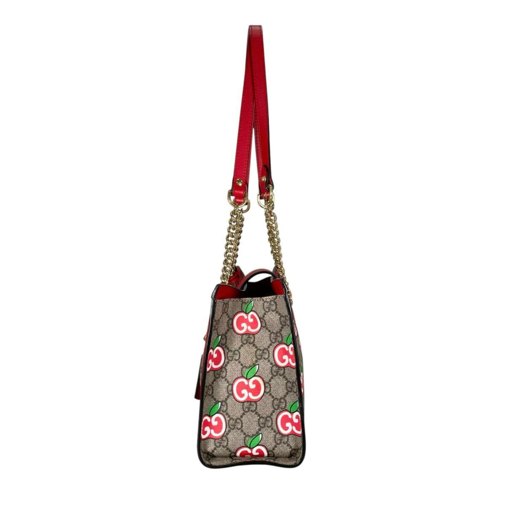 Gucci Padlock Beige Multi-Color Red Color Gg Canvas Shoulder Bag (Pre-Owned)