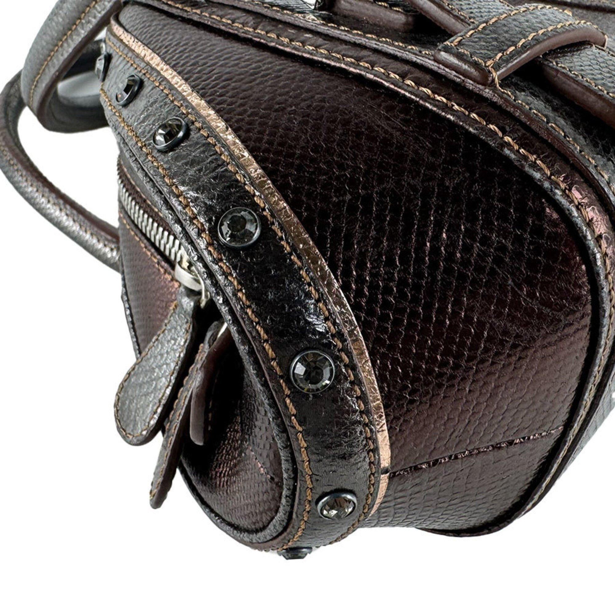 Loewe Brown Gray Leather Handbag (Pre-Owned)