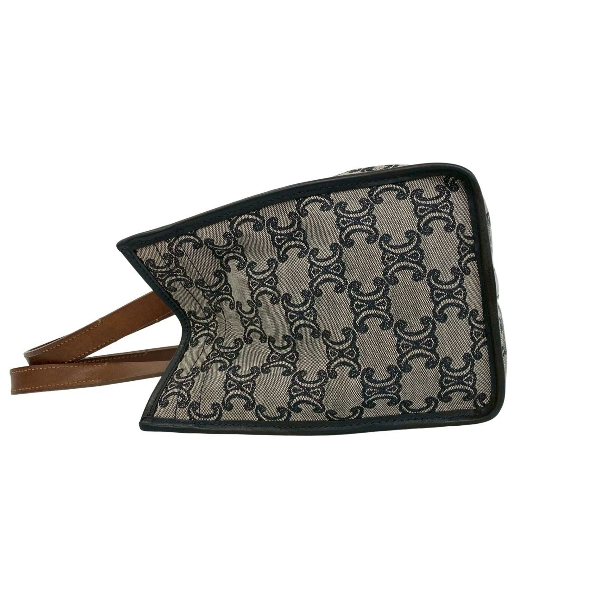 Celine Black Brown Gray Canvas Leather Handbag Tote Bag (Pre-Owned)
