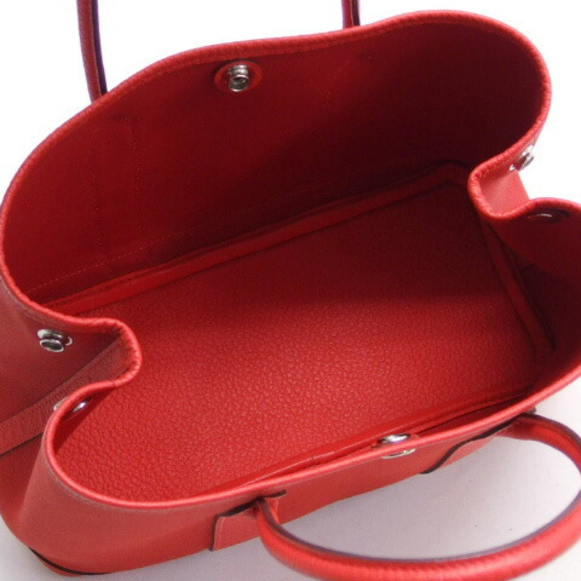 Hermes Garden Vermilion Toile Officier Negonda Leather Handbag Tote Bag (Pre-Owned)