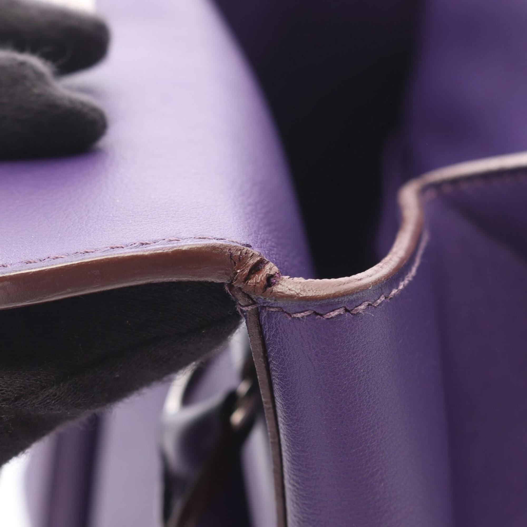 Hermes Purple Swift Leather Handbag (Pre-Owned)