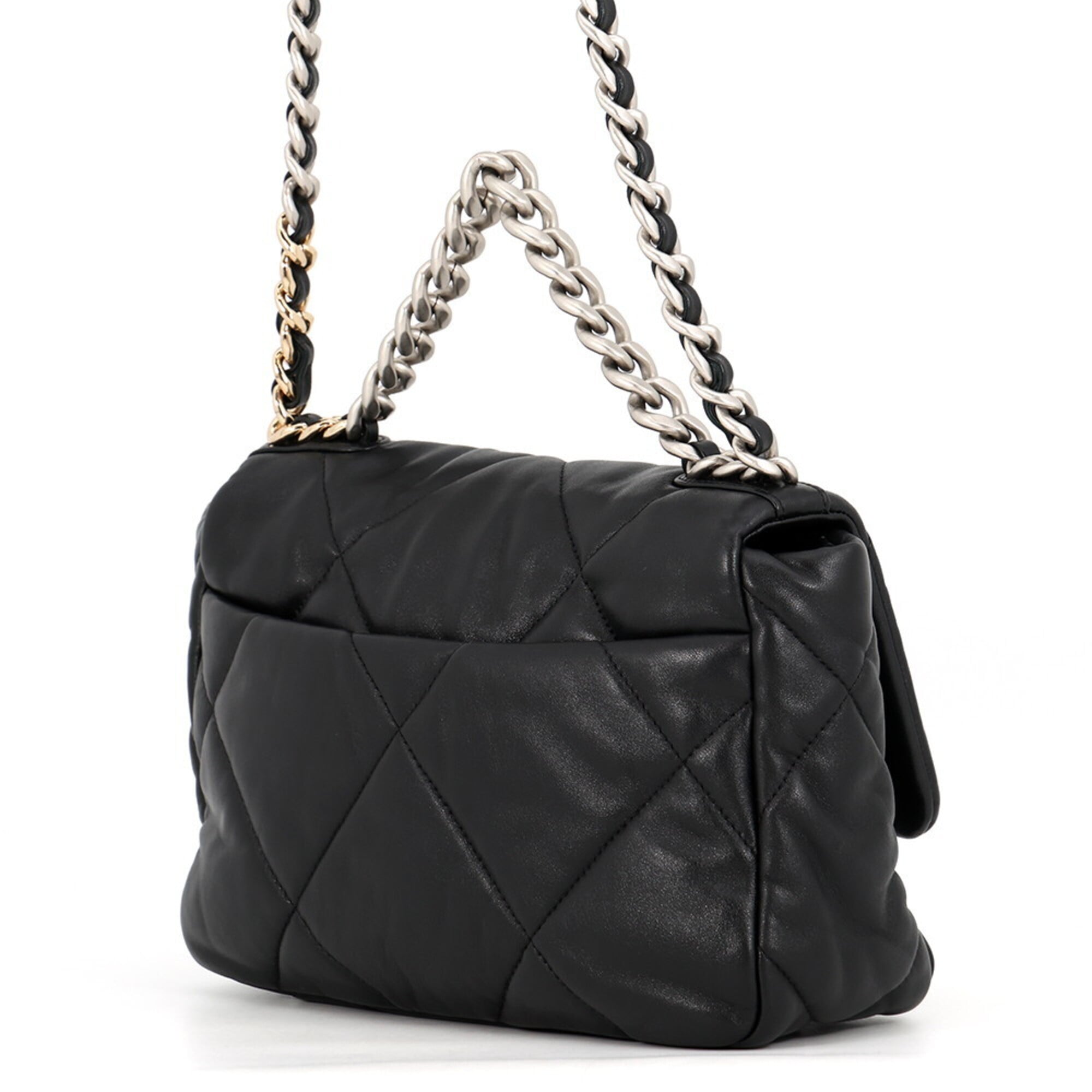 Chanel Black Leather Handbag Shoulder Bag (Pre-Owned)