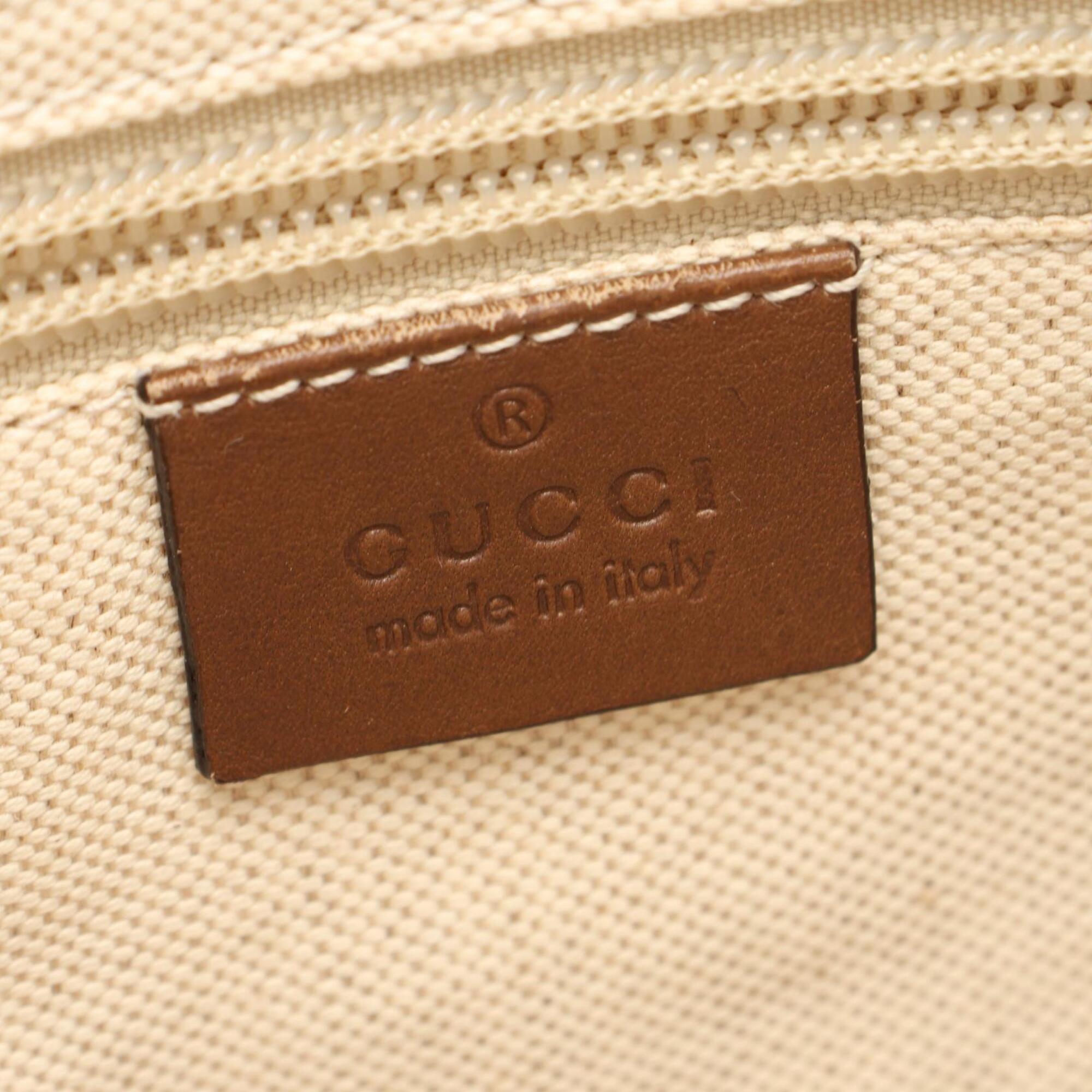 Gucci Beige Brown Coated Canvas Leather Briefcase Handbag (Pre-Owned)