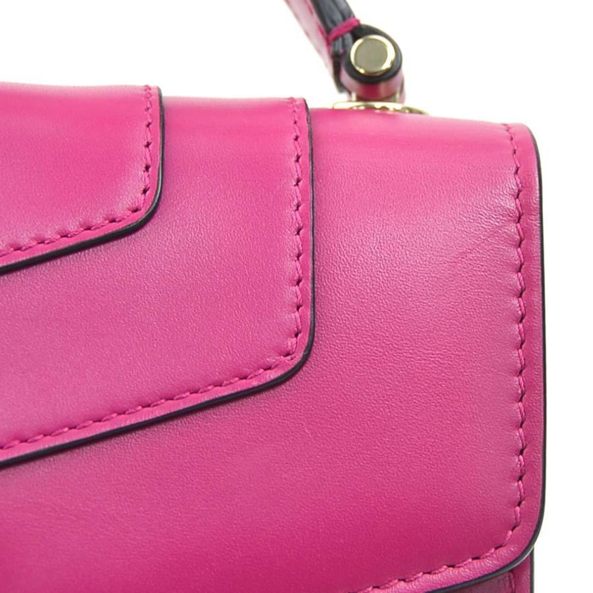 Bvlgari Pink Leather Handbag Shoulder Bag (Pre-Owned)