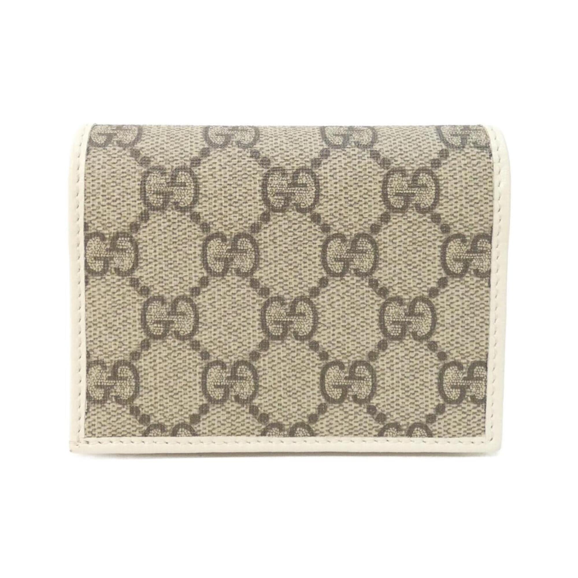 Gucci Beige White Gg Supreme Leather Wallet (Bi-Fold) (Pre-Owned)