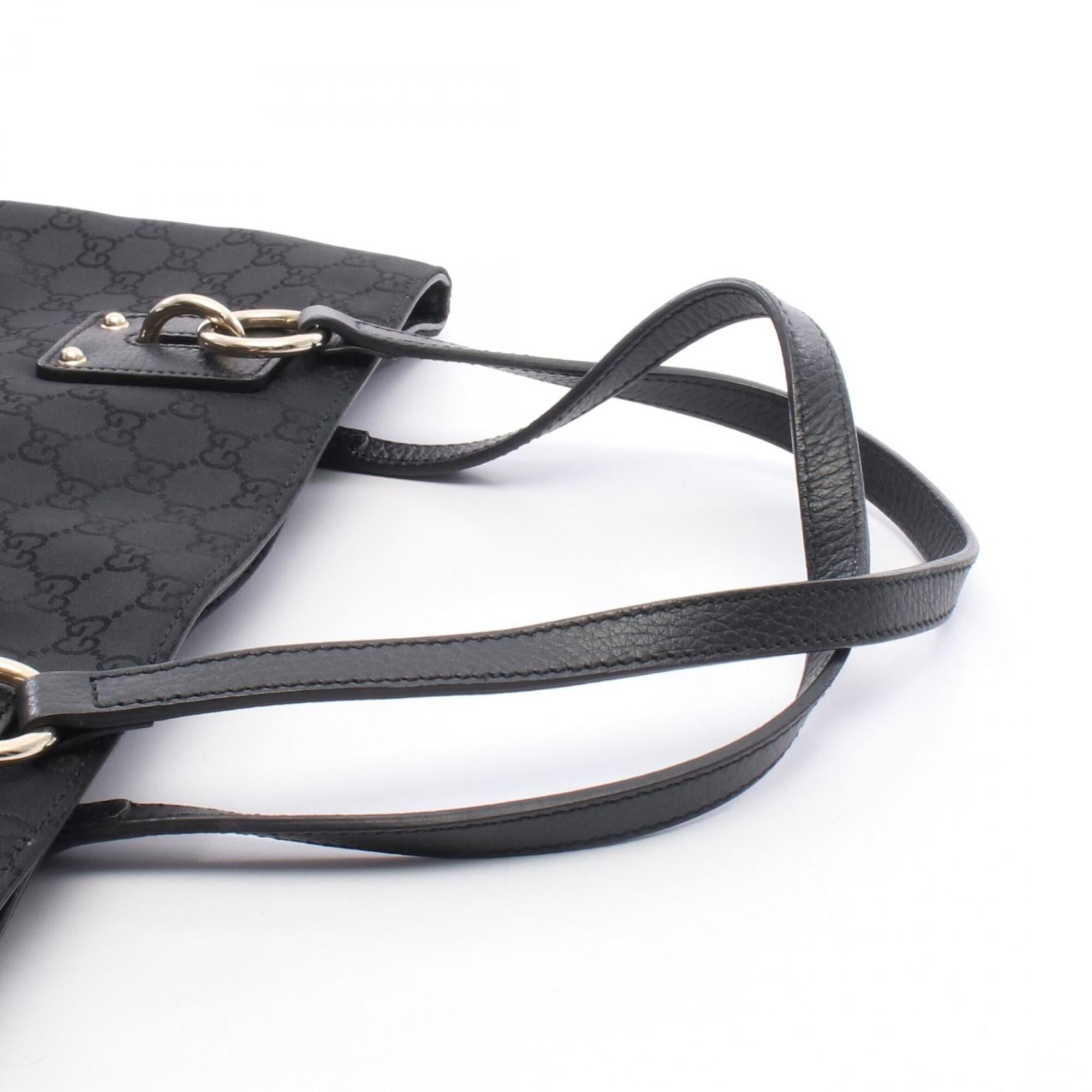 Gucci Black Canvas Leather Tote Bag (Pre-Owned)