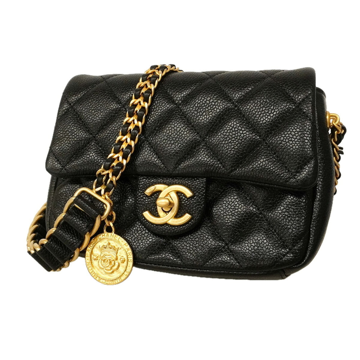 Chanel Black Grained Calfskin Shoulder Bag (Pre-Owned)