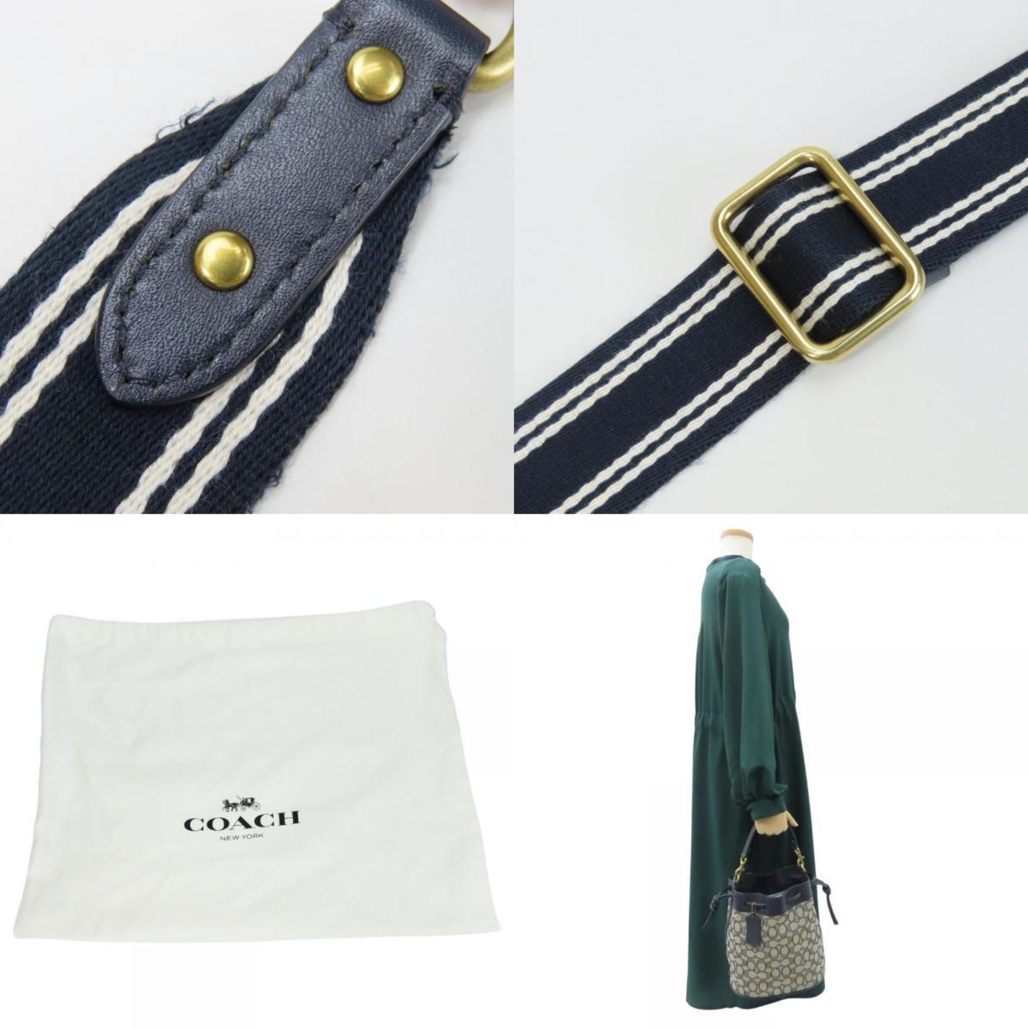 Coach Gray Navy Canvas Leather Shoulder Bag (Pre-Owned)