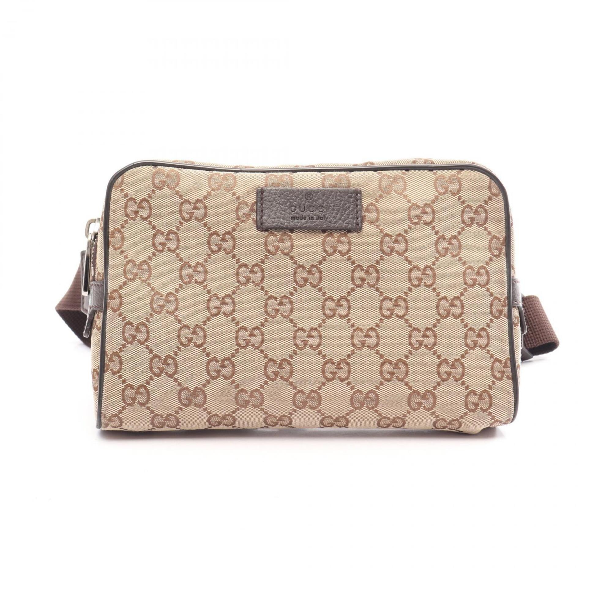 Gucci Beige Brown Gg Canvas Leather Fanny Pack Handbag (Pre-Owned)