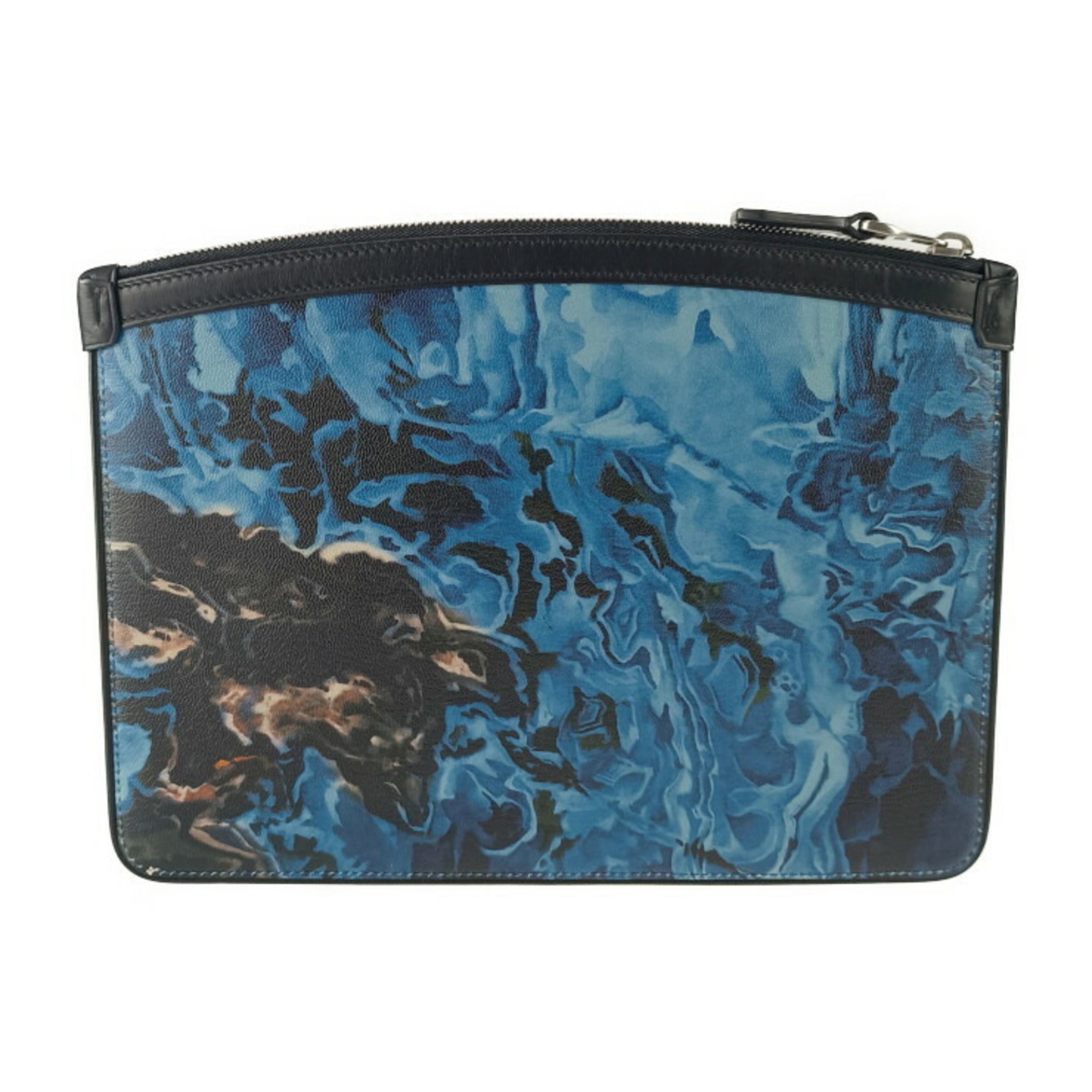 Dunhill Blue Leather Clutch Bag Pouch (Pre-Owned)