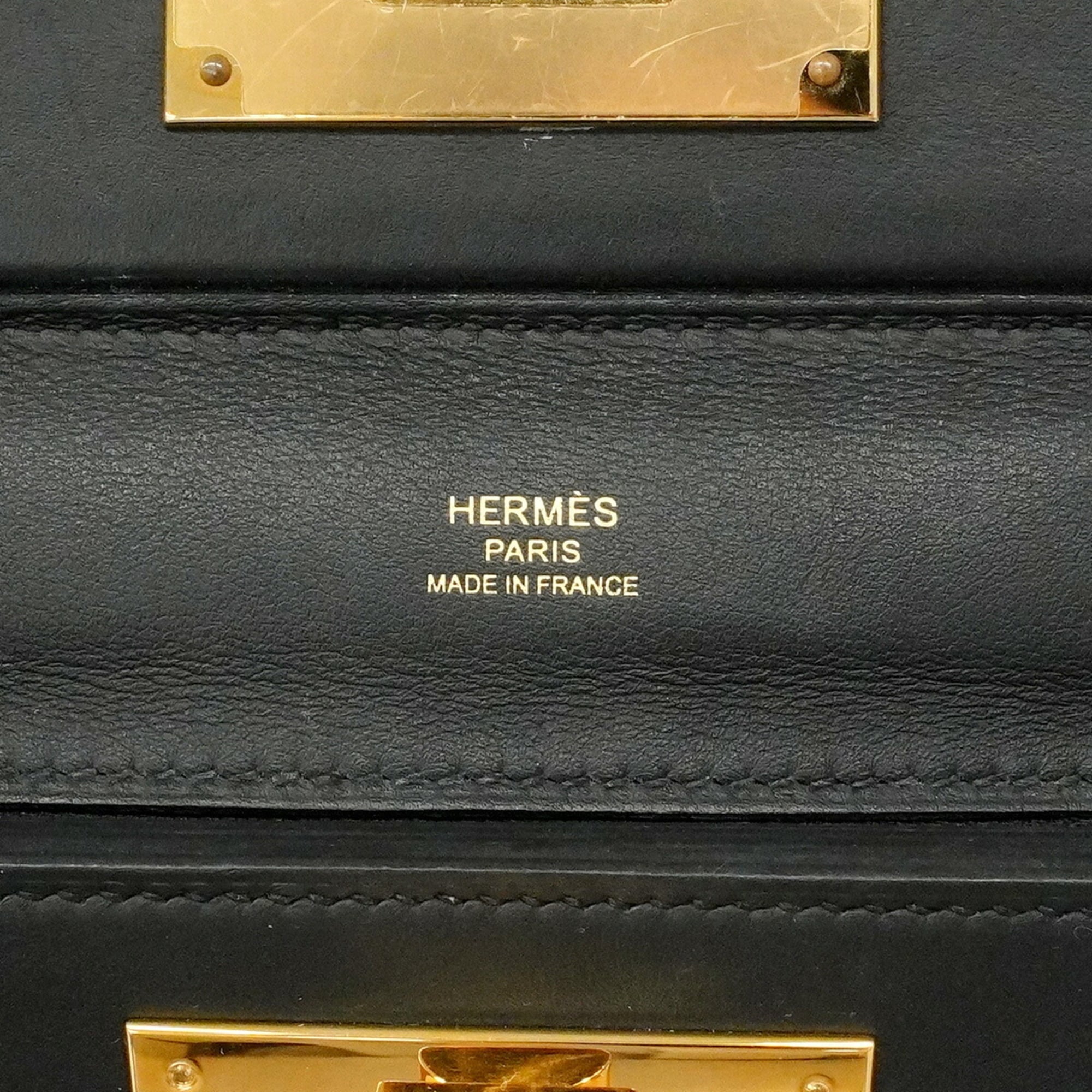 Hermes Black Swift Leather Handbag (Pre-Owned)