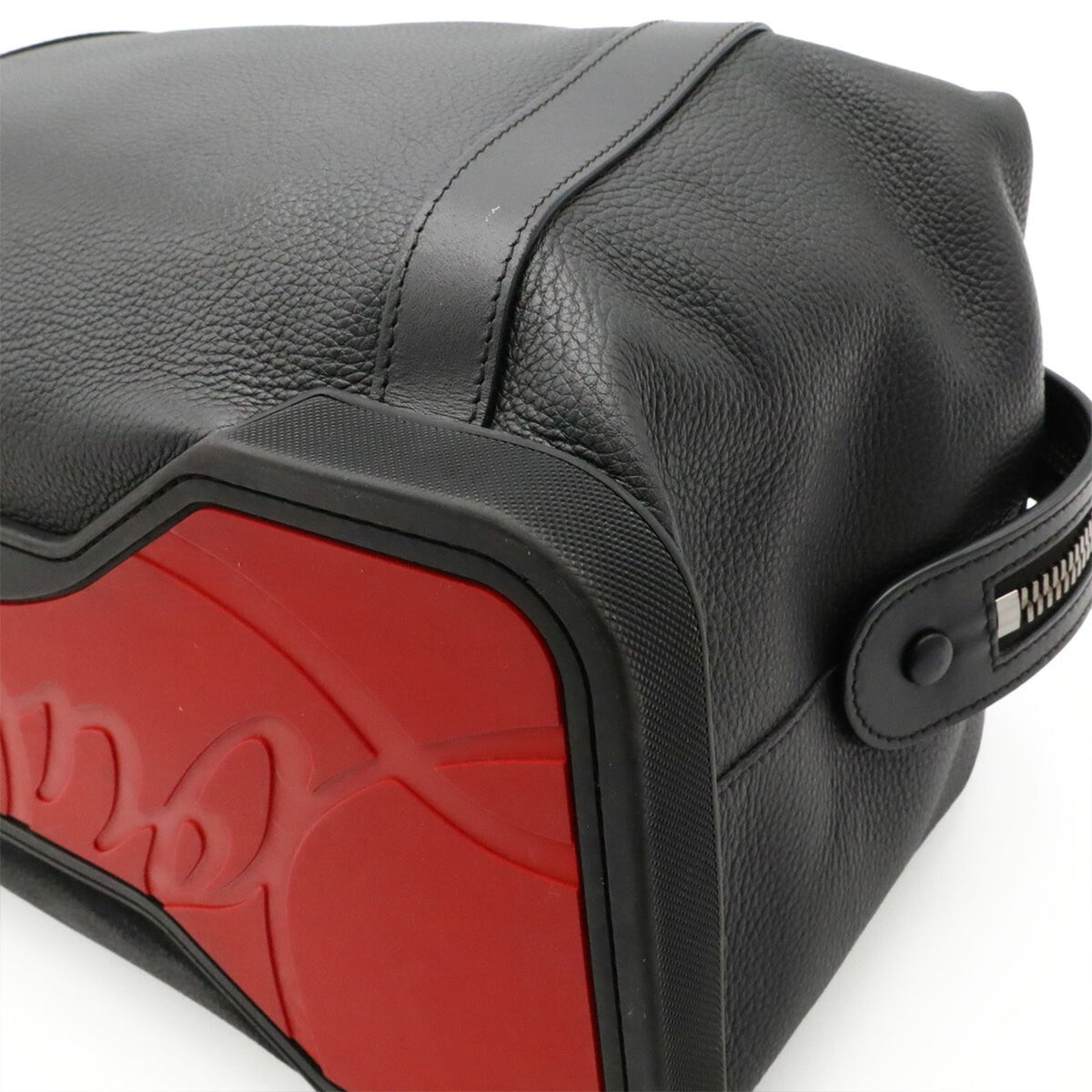 Christian Louboutin Black Red Color Leather Boston Bag Shoulder Bag (Pre-Owned)