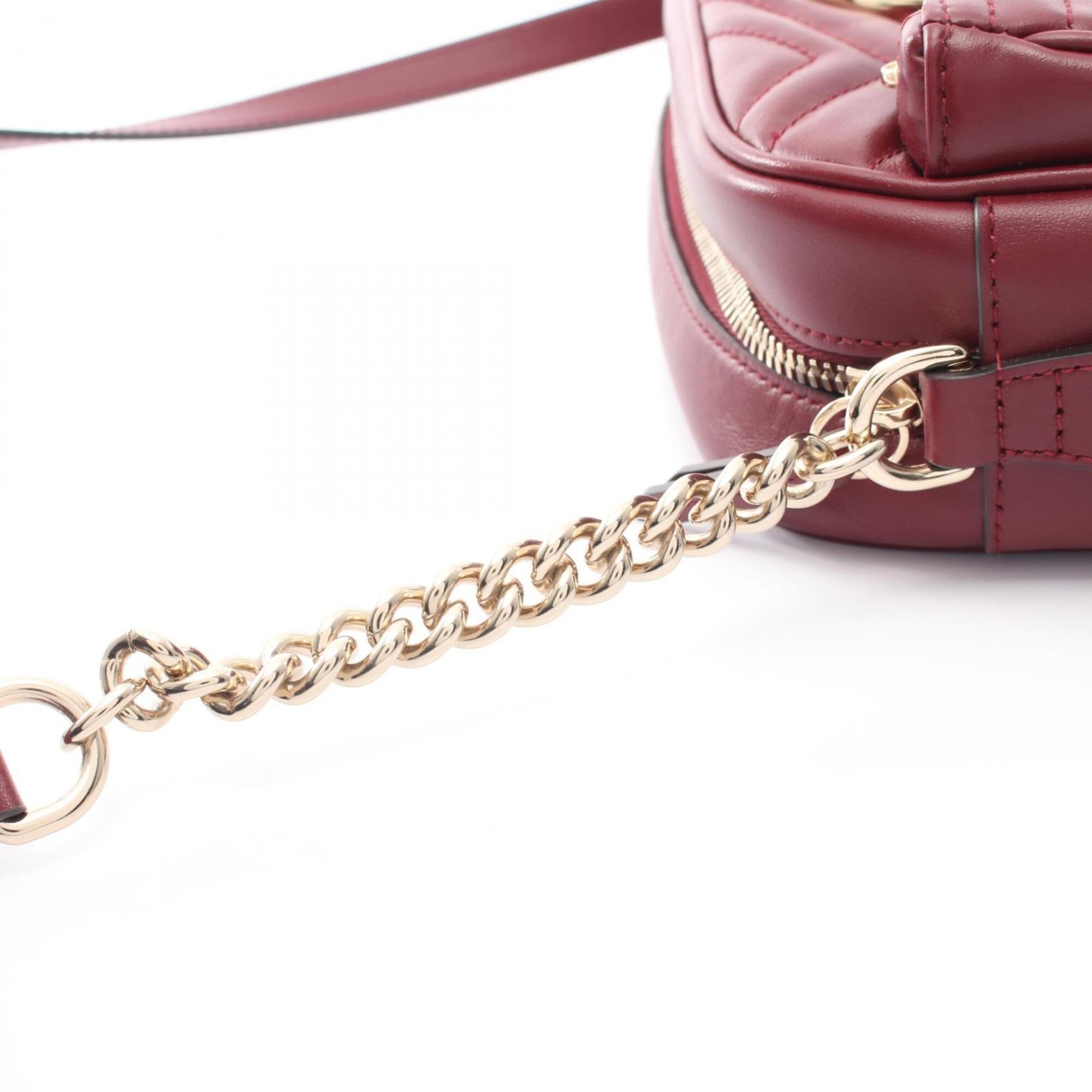 Gucci Gg Marmont Bordeaux Leather Handbag Shoulder Bag (Pre-Owned)