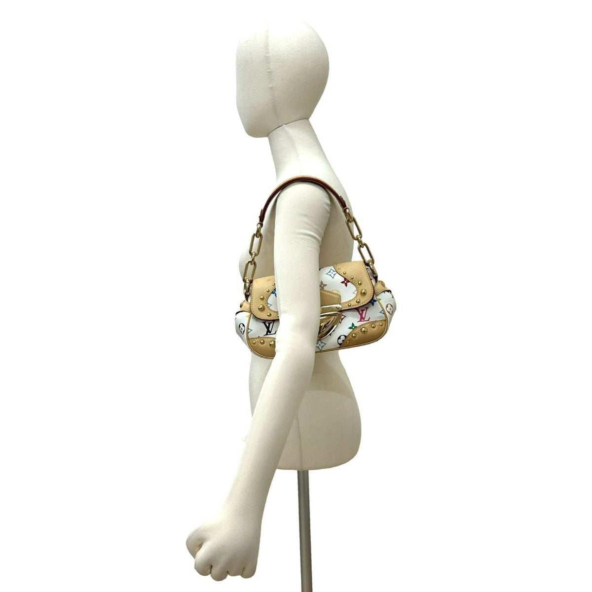 Louis Vuitton White Leather Pvc Shoulder Bag (Pre-Owned)