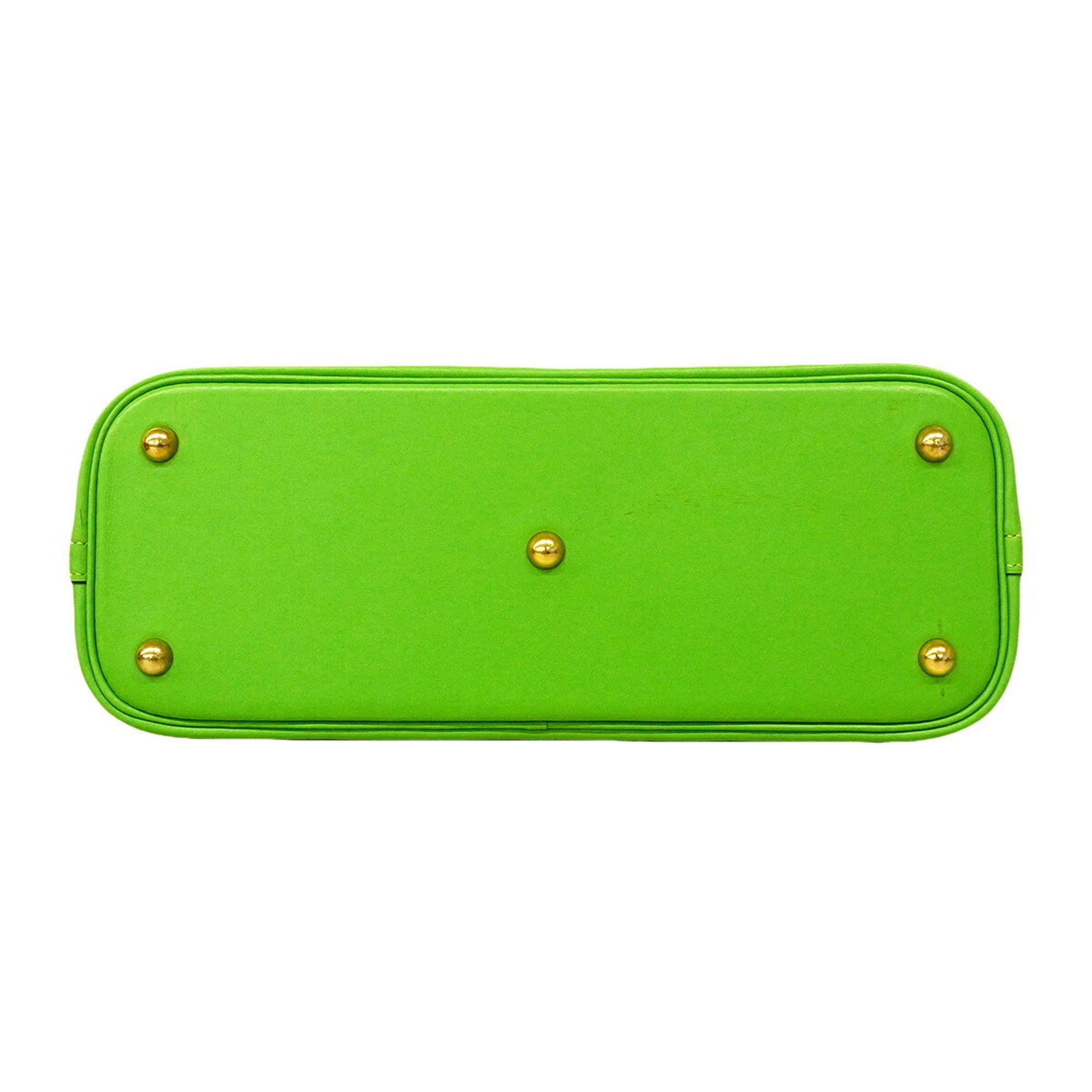 Hermes Apple Green Orange Gulliver Leather Handbag (Pre-Owned)