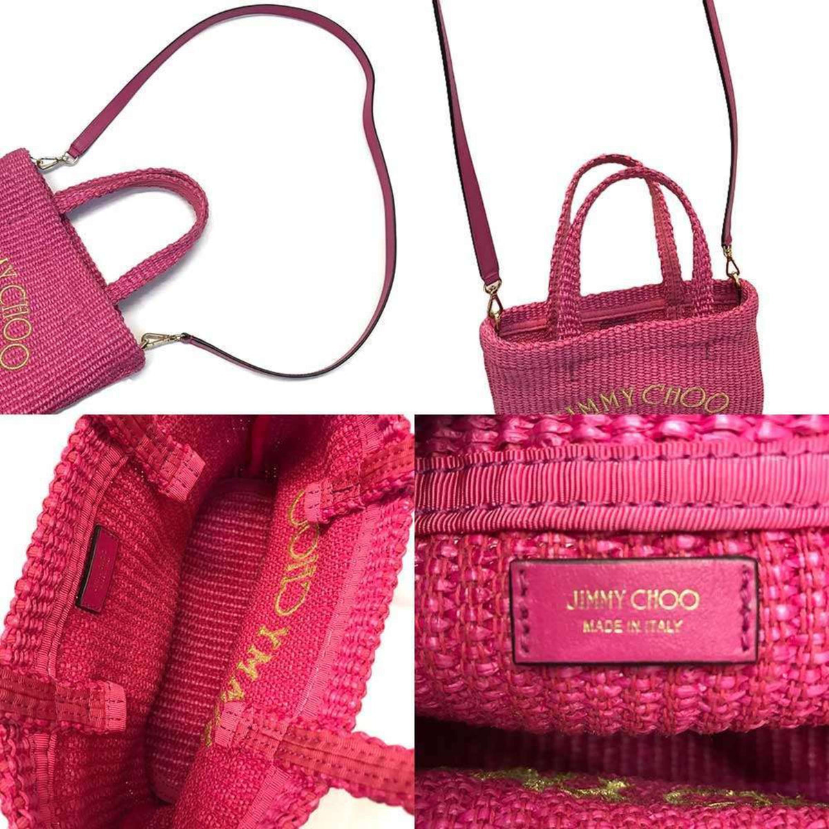 Jimmy Choo Pink Raffia Handbag (Pre-Owned)