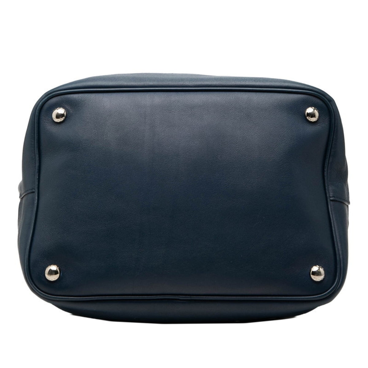 Prada Navy Red Color Leather Handbag Shoulder Bag (Pre-Owned)