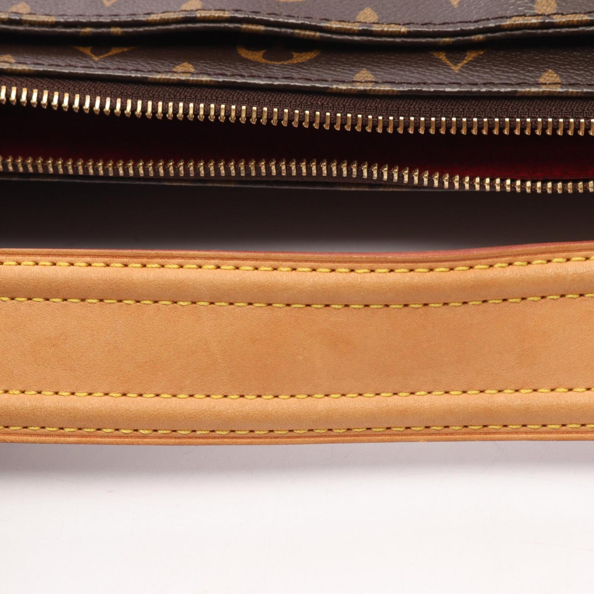 Louis Vuitton Brown Coated Canvas Leather Handbag Shoulder Bag (Pre-Owned)