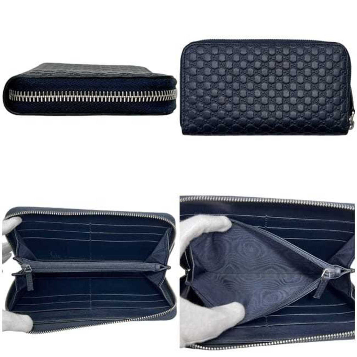 Gucci Navy Leather Long Wallet (Bi-Fold) (Pre-Owned)