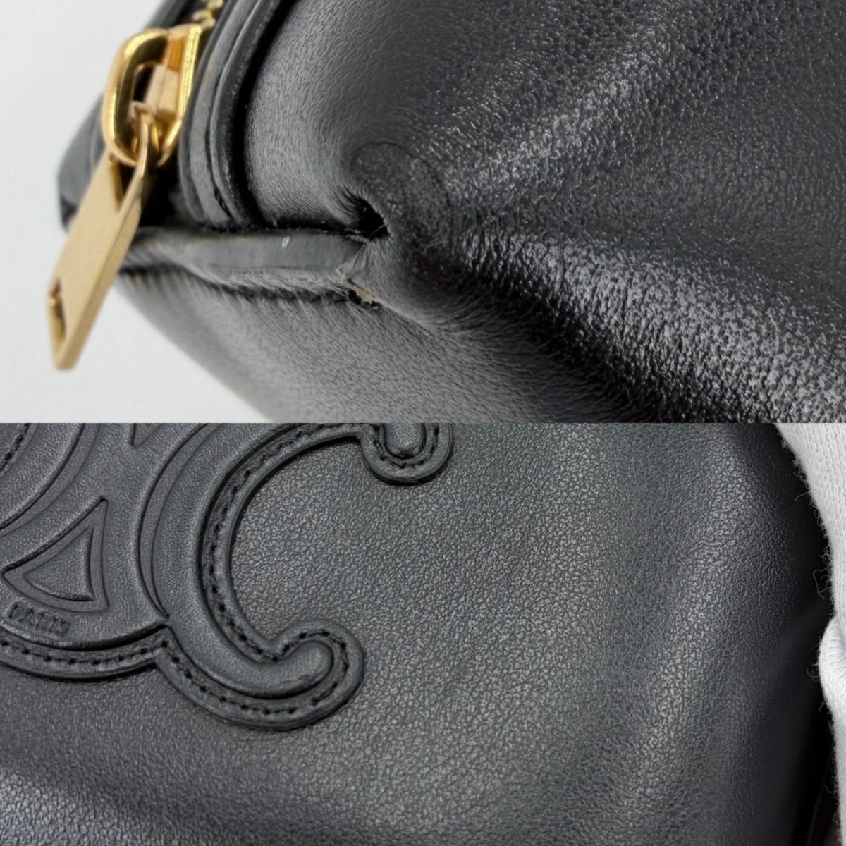 Celine Black Leather Pochette Shoulder Bag (Pre-Owned)