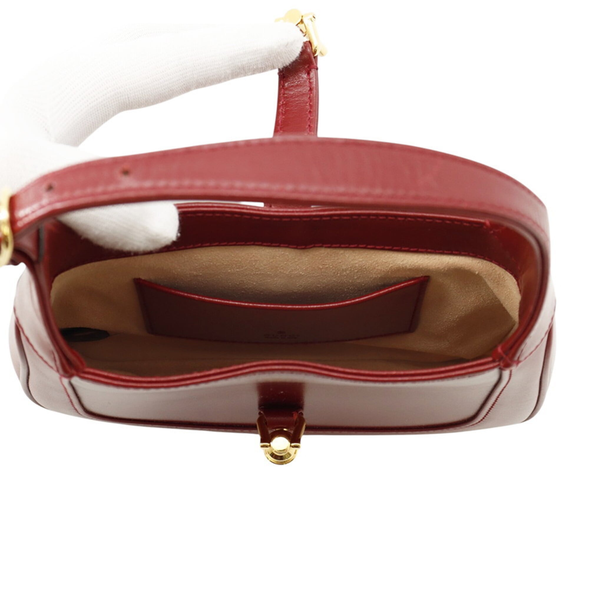 Gucci Red Color Leather Shoulder Bag (Pre-Owned)