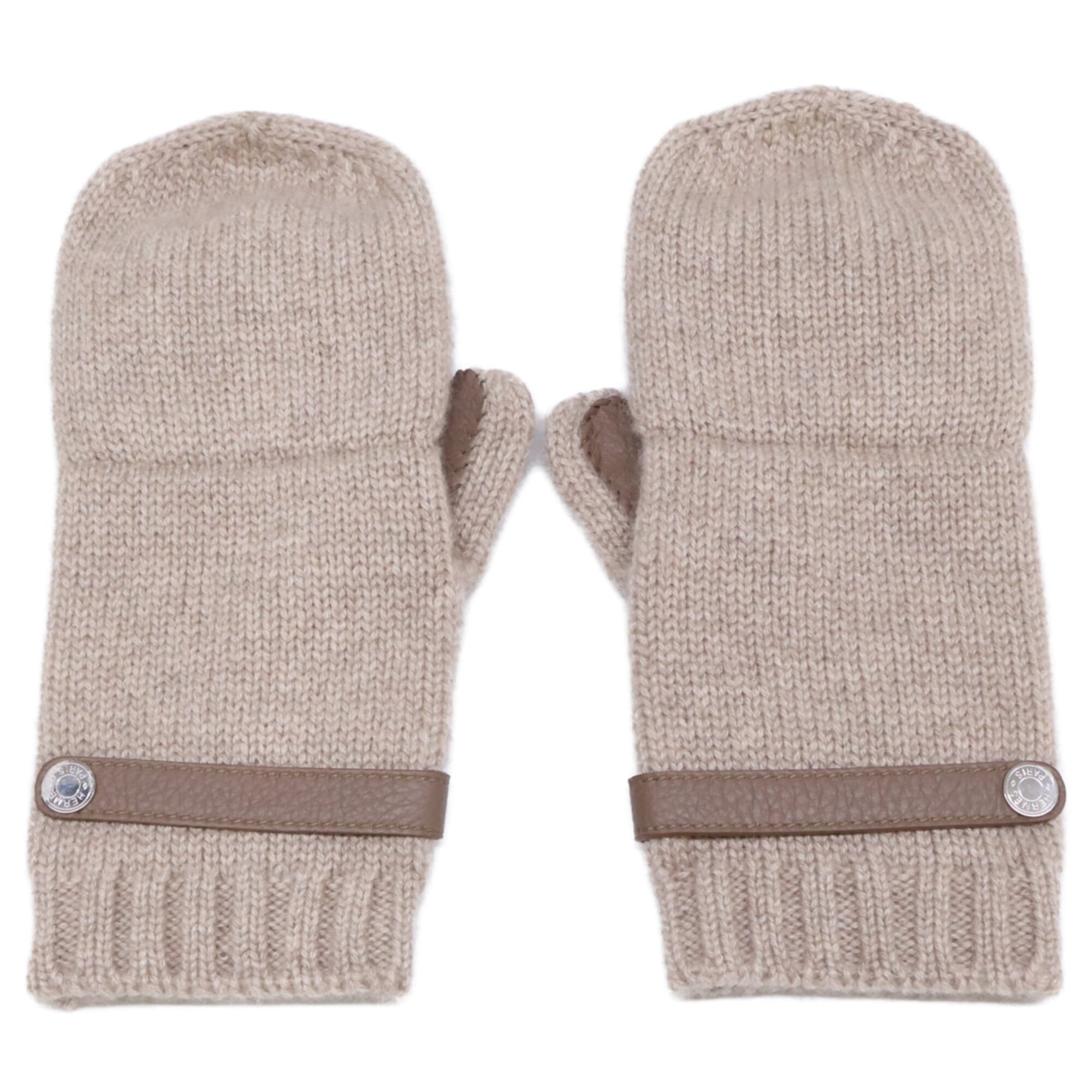 Hermes Beige Cashmere Mittens (Pre-Owned)