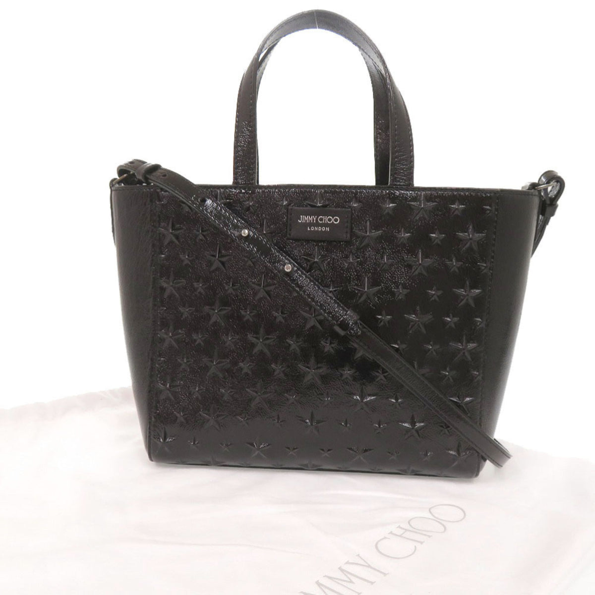 Jimmy Choo Black Patent Leather Handbag Shoulder Bag (Pre-Owned)