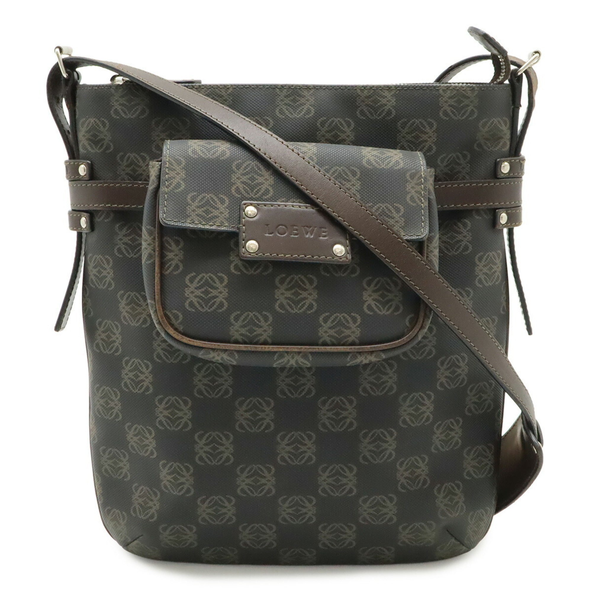 Loewe Black Dark Brown Leather Shoulder Bag (Pre-Owned)