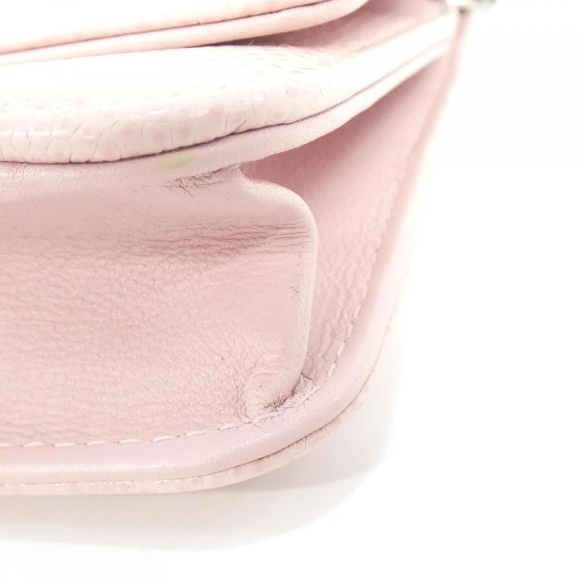 Chanel Light Pink Grained Calfskin Chain/Shoulder Wallet (Pre-Owned)