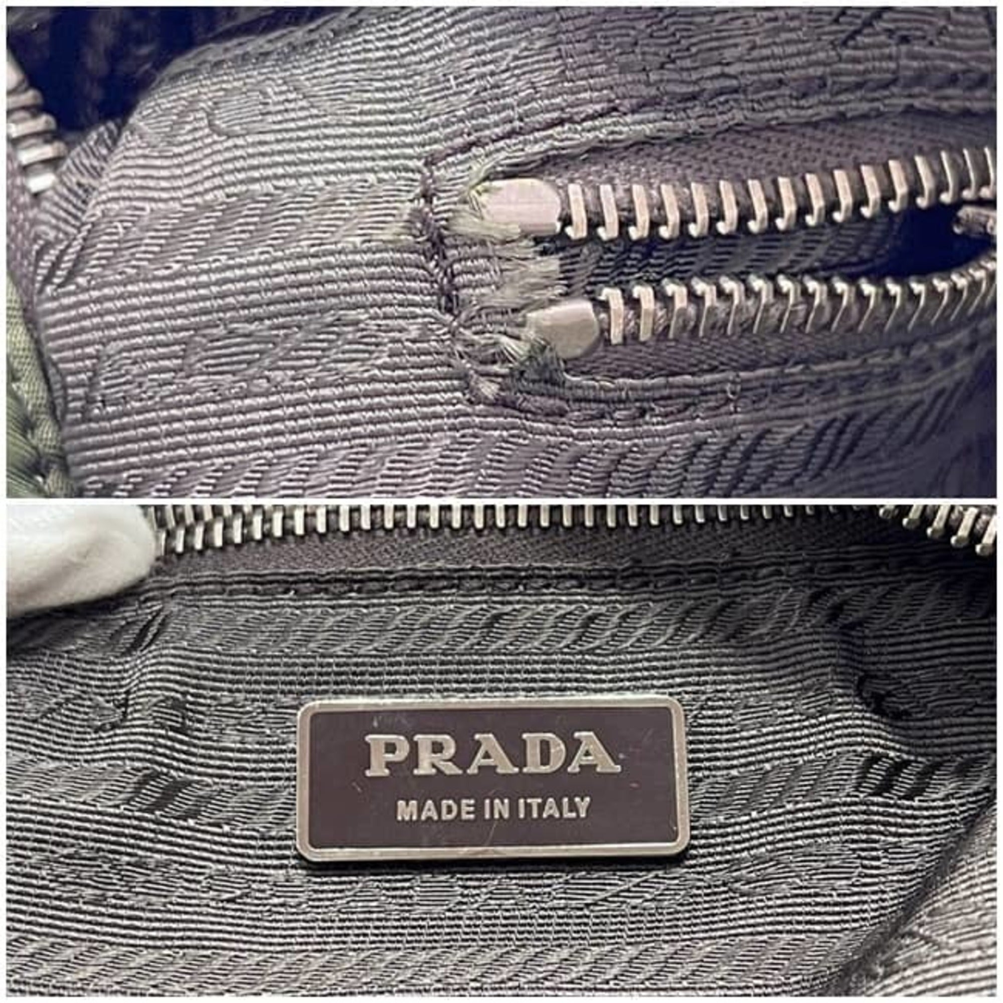 Prada Green Khaki Nylon Leather Handbag Shoulder Bag (Pre-Owned)