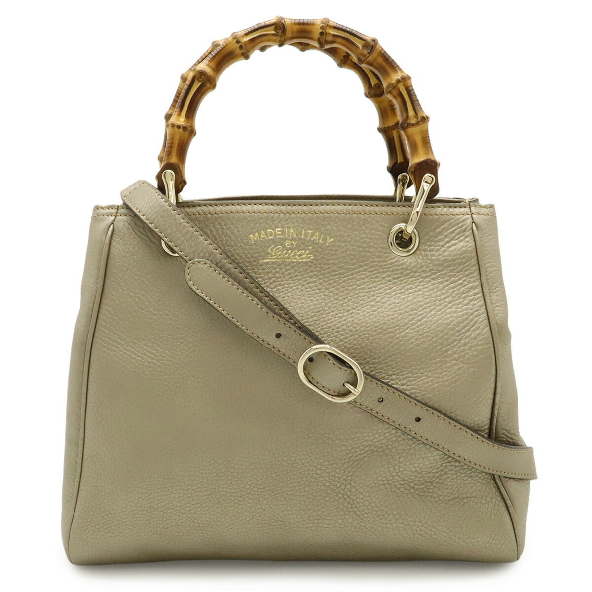 Gucci Champagne Gold Bamboo Leather Handbag Shoulder Bag (Pre-Owned)