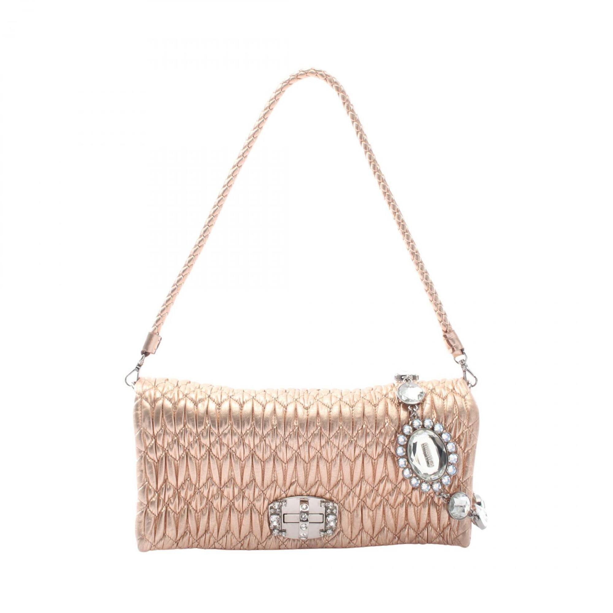 Miu Miu Gold Leather Handbag Shoulder Bag (Pre-Owned)